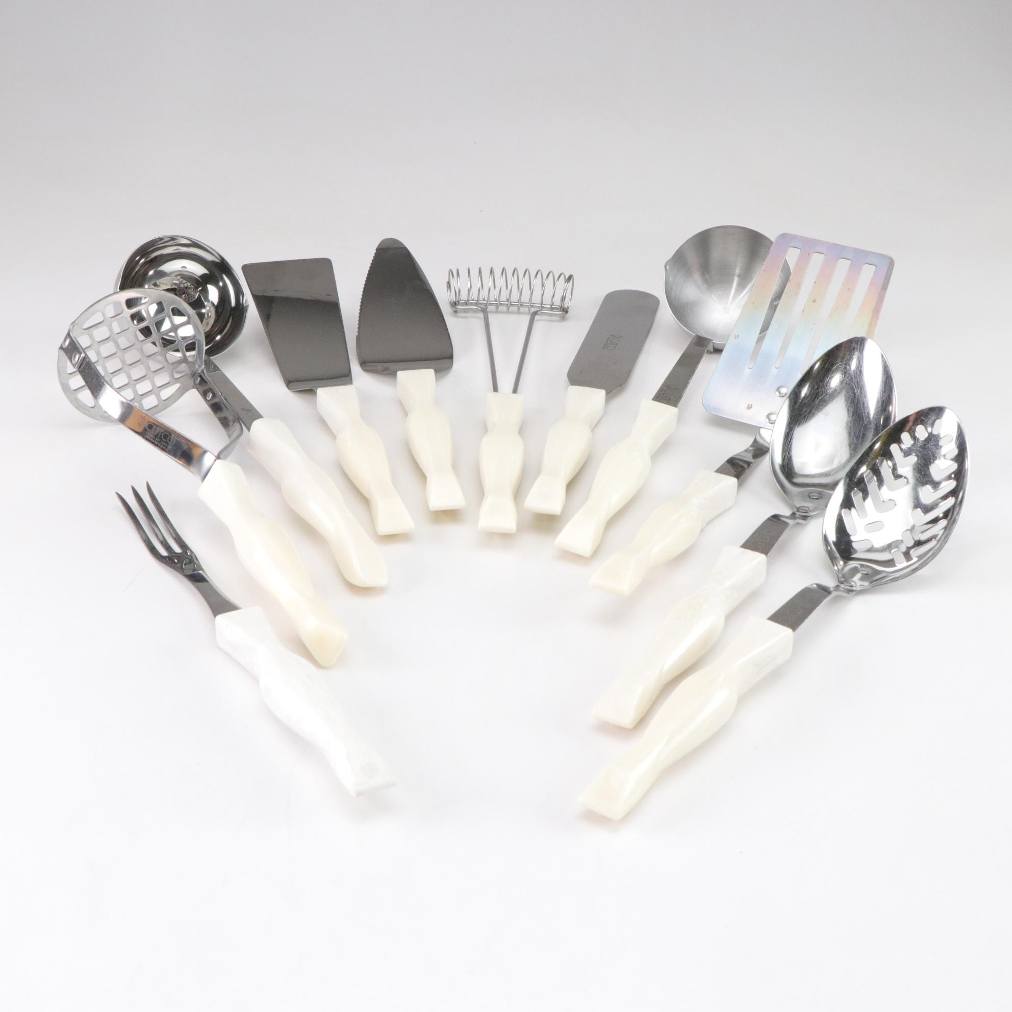 Cutco White-Handled Ten-Piece Kitchen Tool Set with Holder