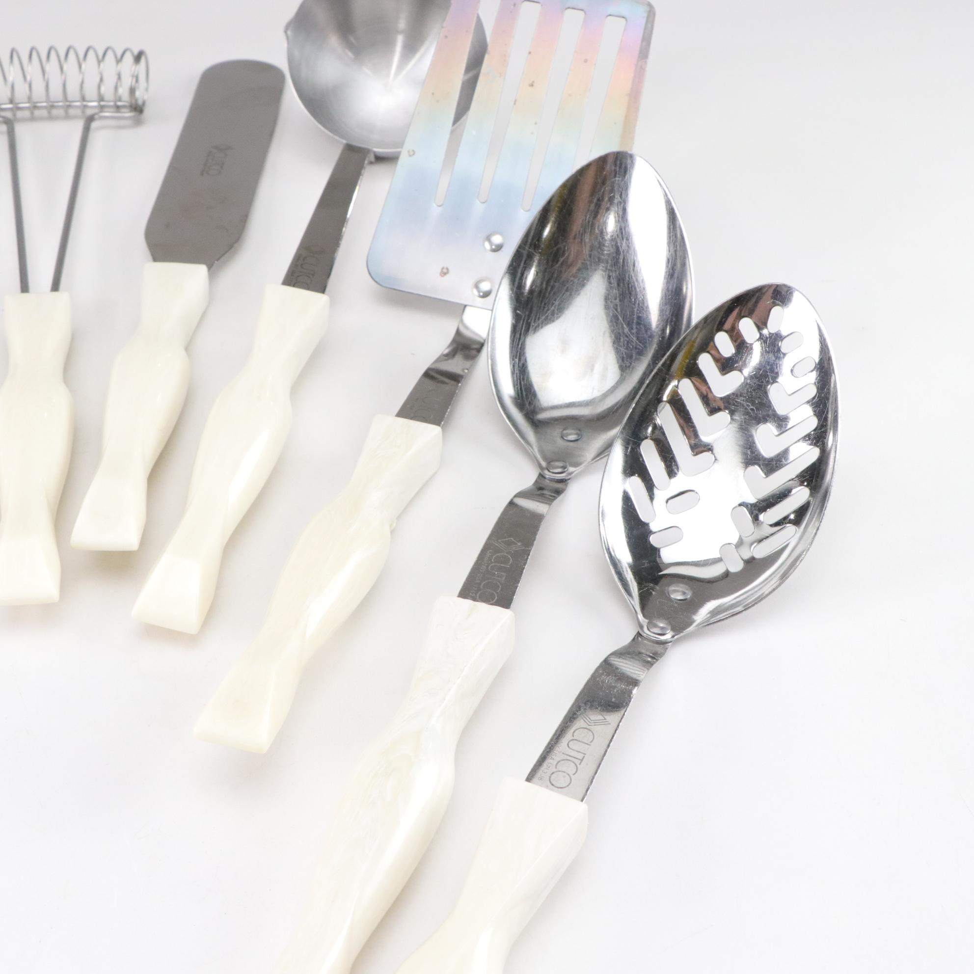 Cutco White-Handled Ten-Piece Kitchen Tool Set with Holder