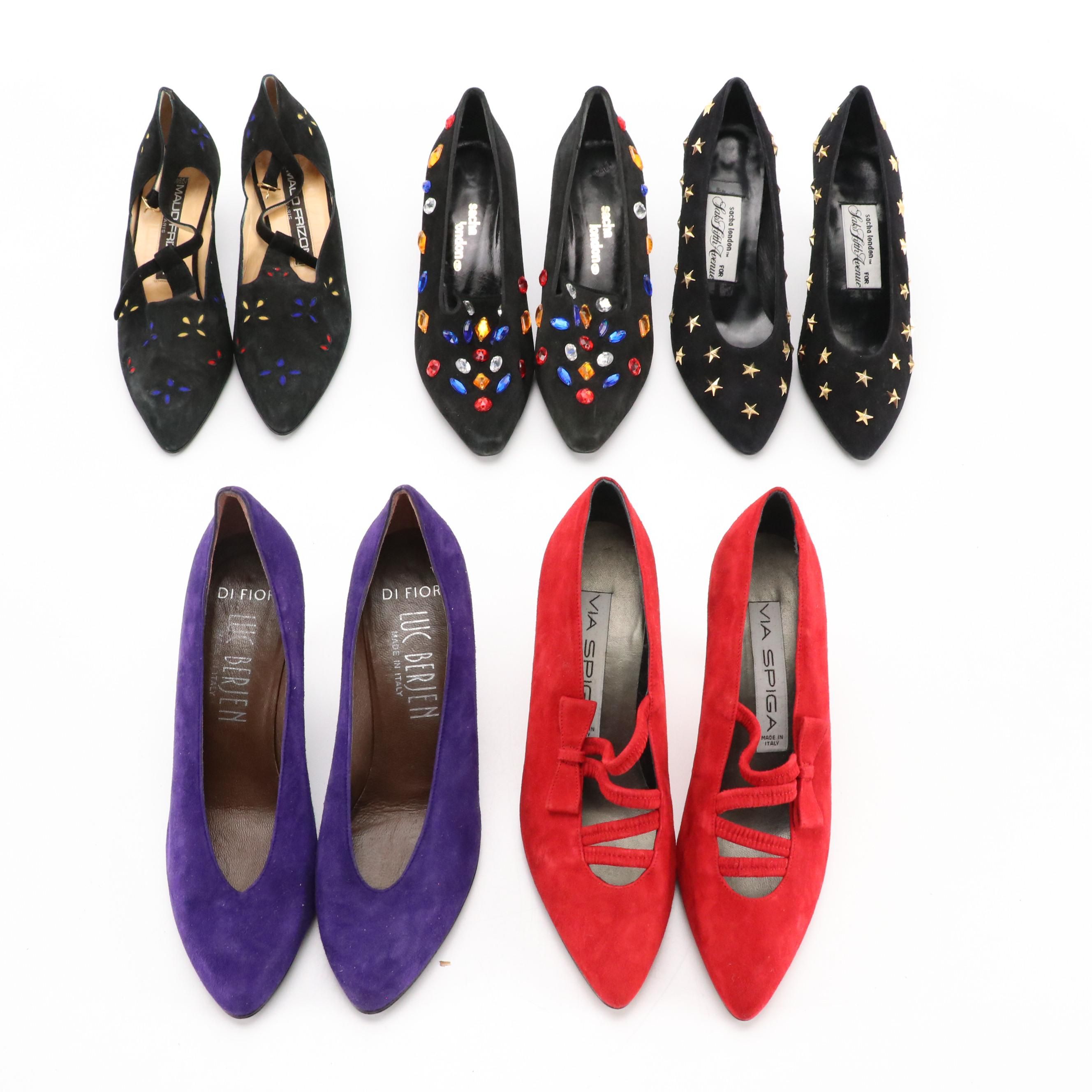 Sacha London and Saks Fifth Ave. Embellished Heels with Suede Via Spiga & More