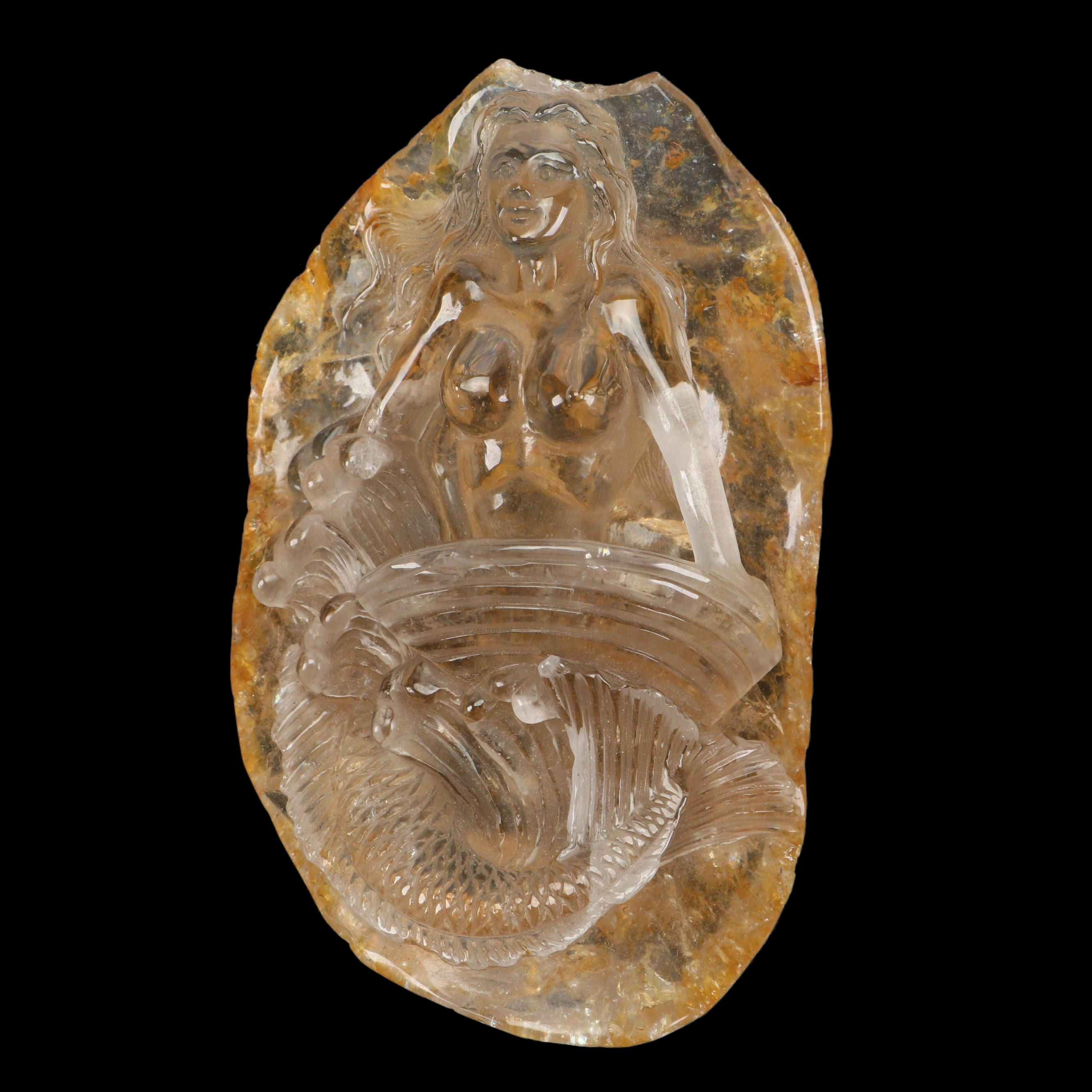 Citrine Carved Mermaid Figurehead