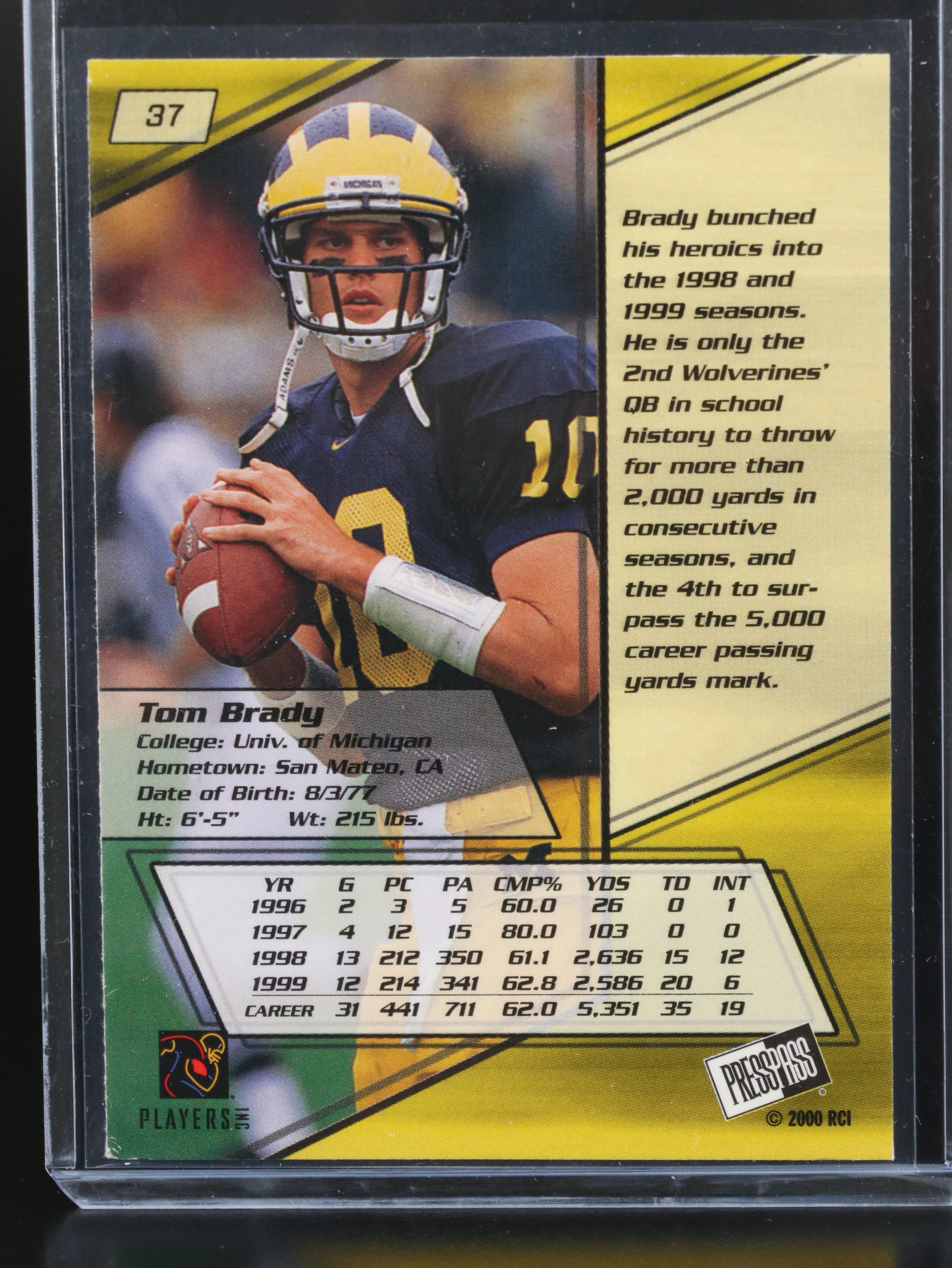 2000 Press Pass Tom Brady Rookie Football Card