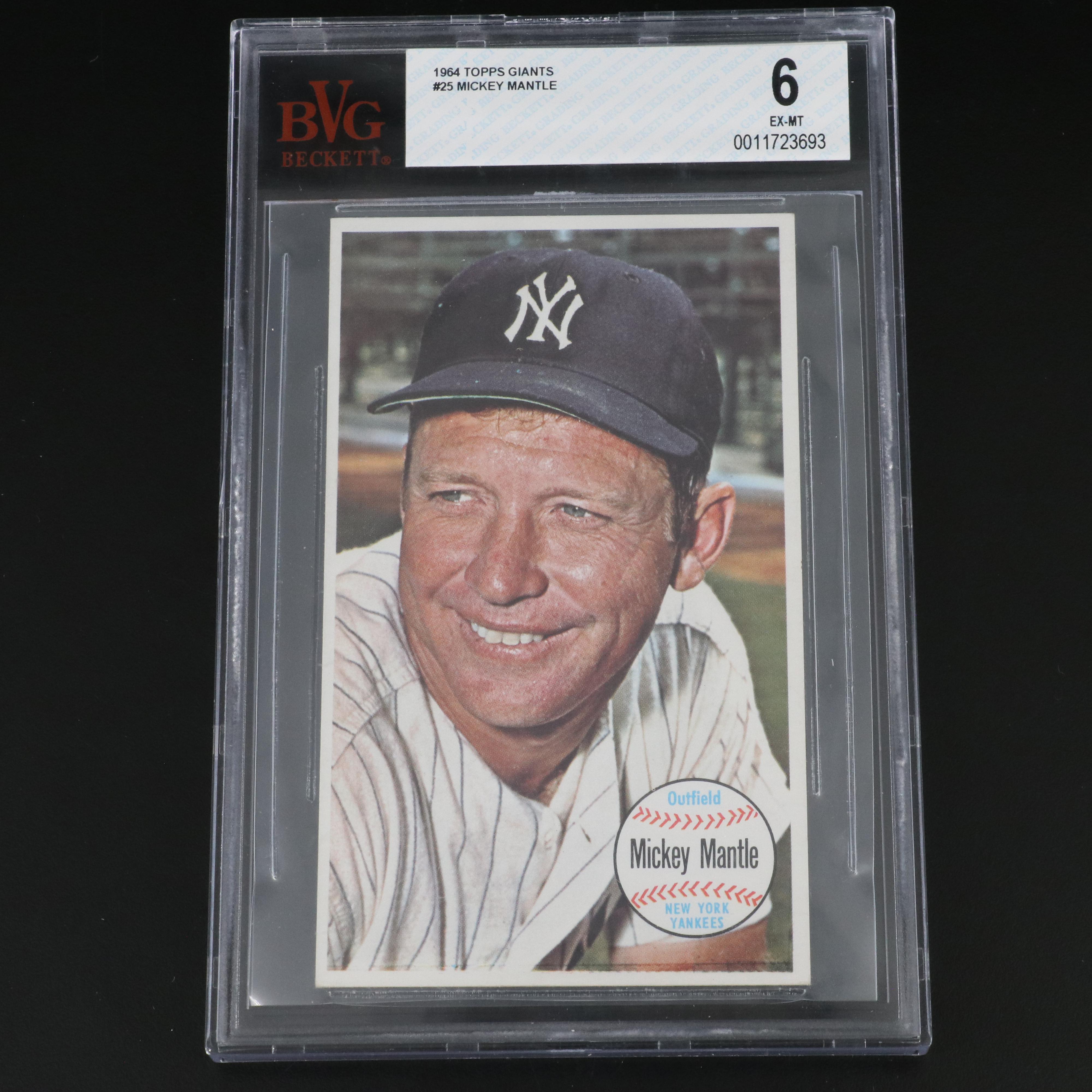 1964 Topps Giants Mickey Mantle New York Yankees Baseball Card Graded BVG 6