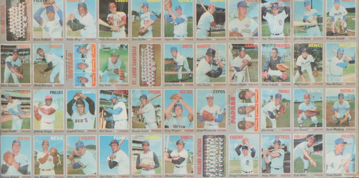 1970 Topps Partial Uncut Baseball Card Sheet Featuring Willie Mays and More