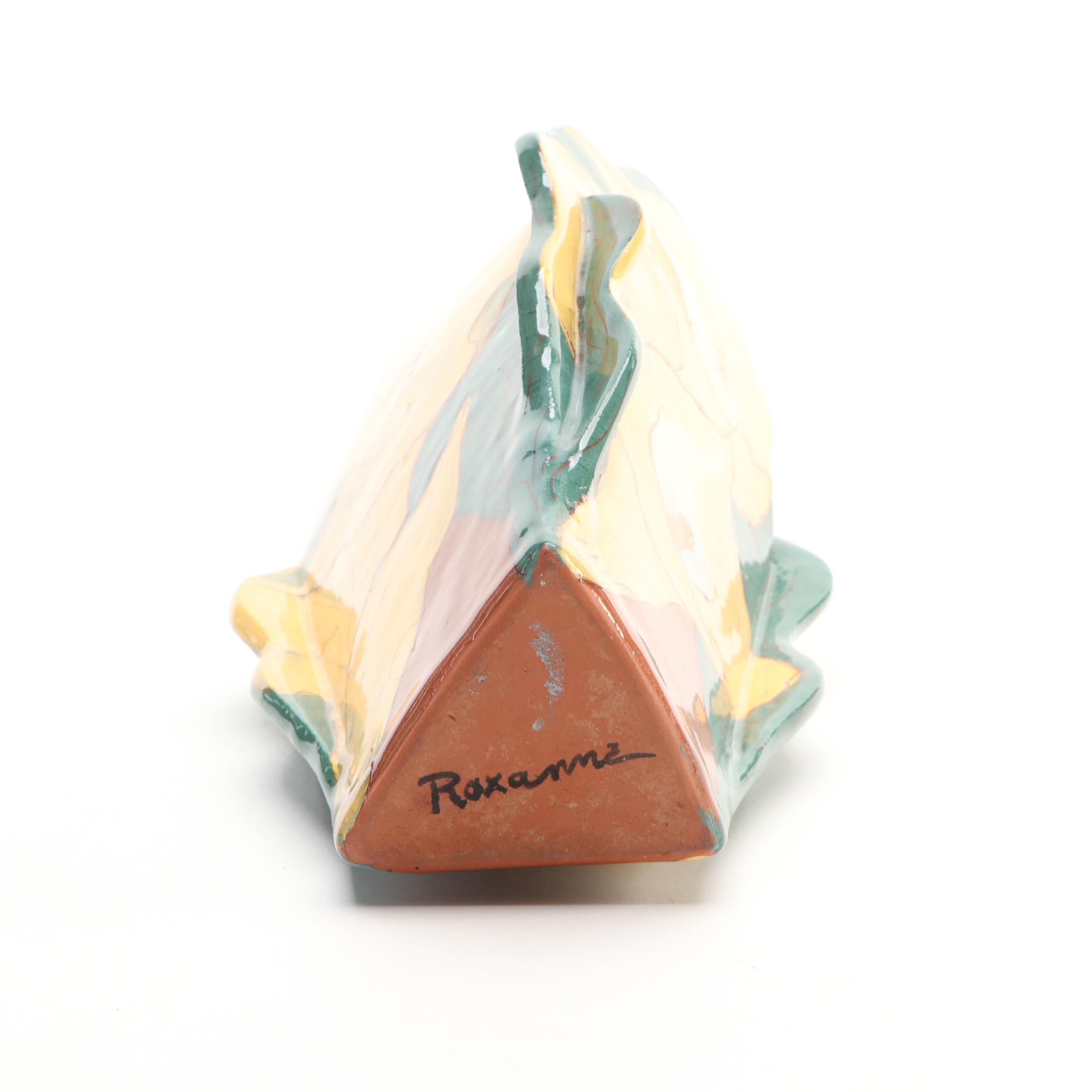 Artist Signed Ceramic Teapot with Ceramic Vase and Lidded Dish