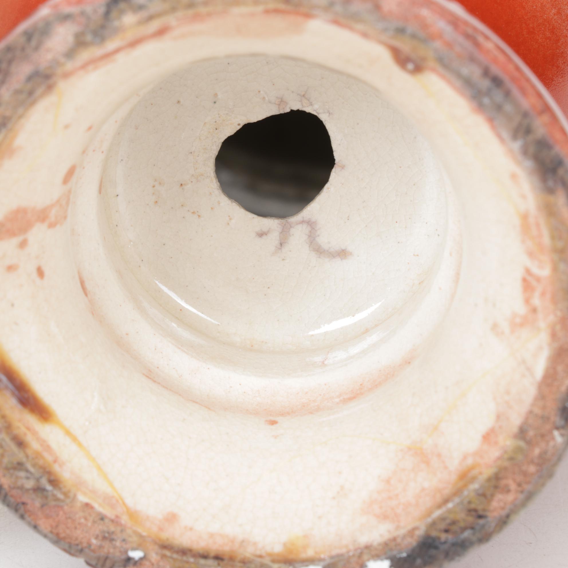 Japanese Satsuma Pair of Rust Earthenware Vases with Floral Gilt Accents