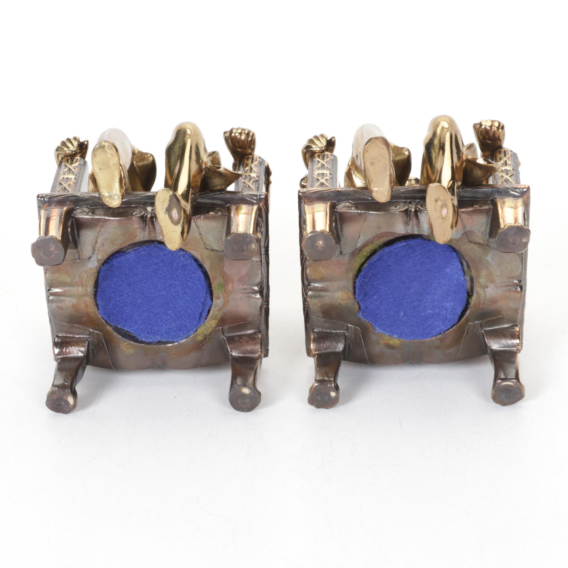 Abraham Lincoln Brass-Finished Cast Metal Bookends, Pair, Late 20th Century