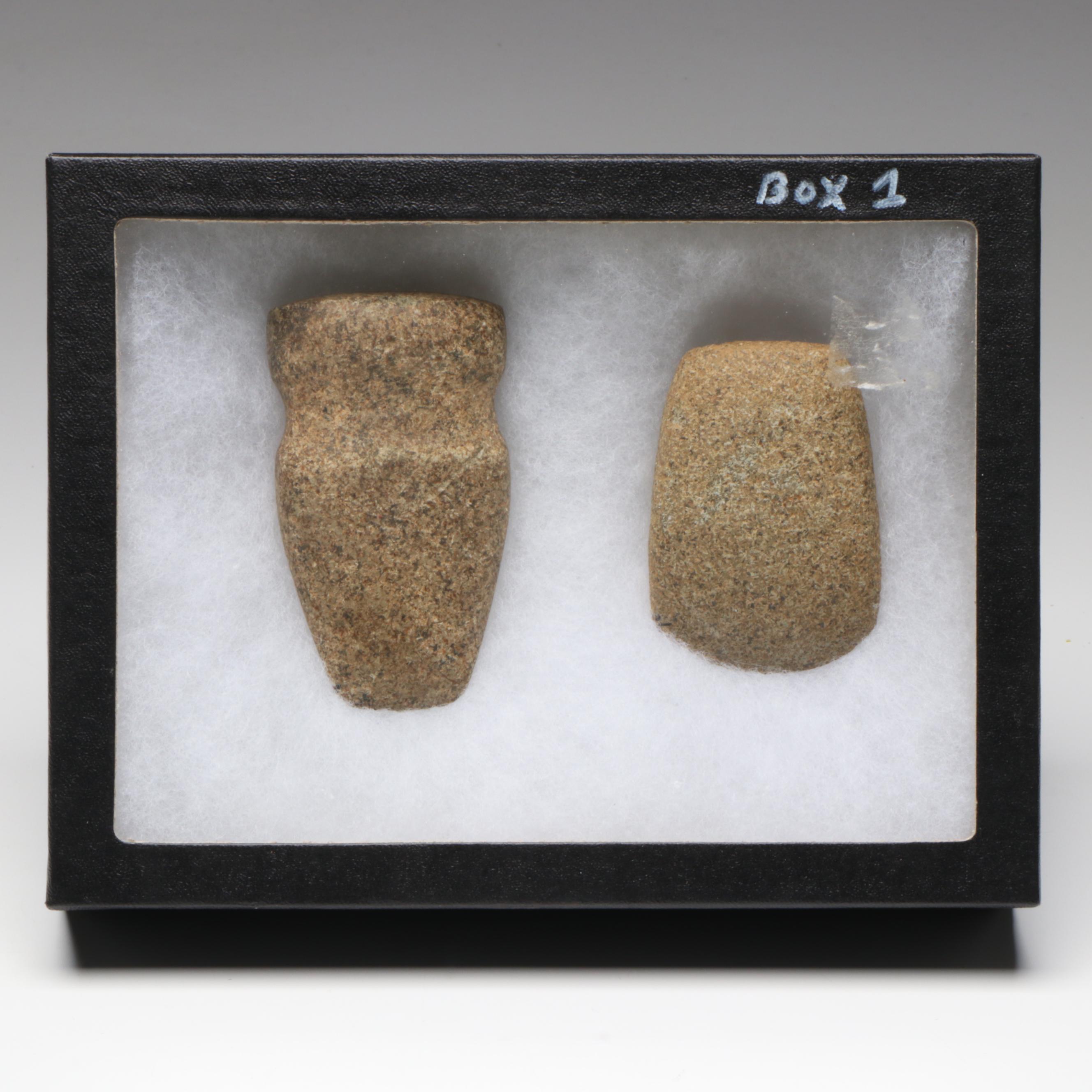 Native American Speckled Granite Axe Head and Celt, Circa 2,500–3,000 BCE