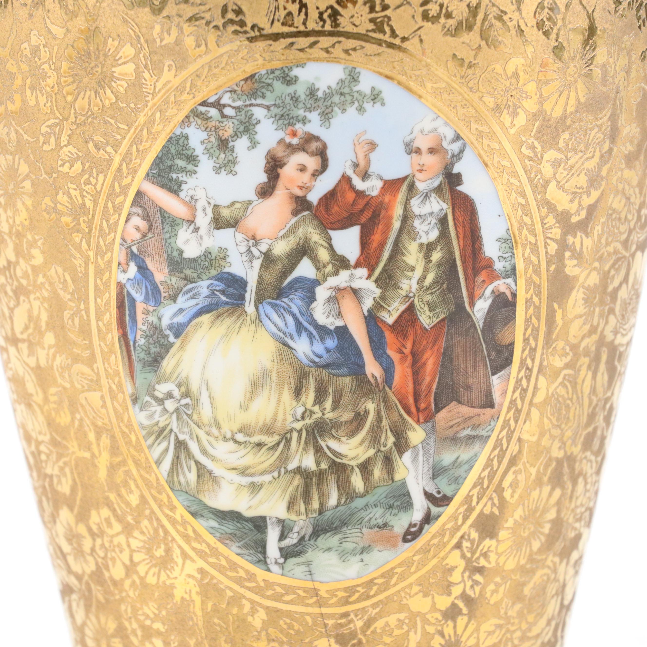 Le Mieux Porcelain Lidded Bowl and Vase with 24K Gold Decoration