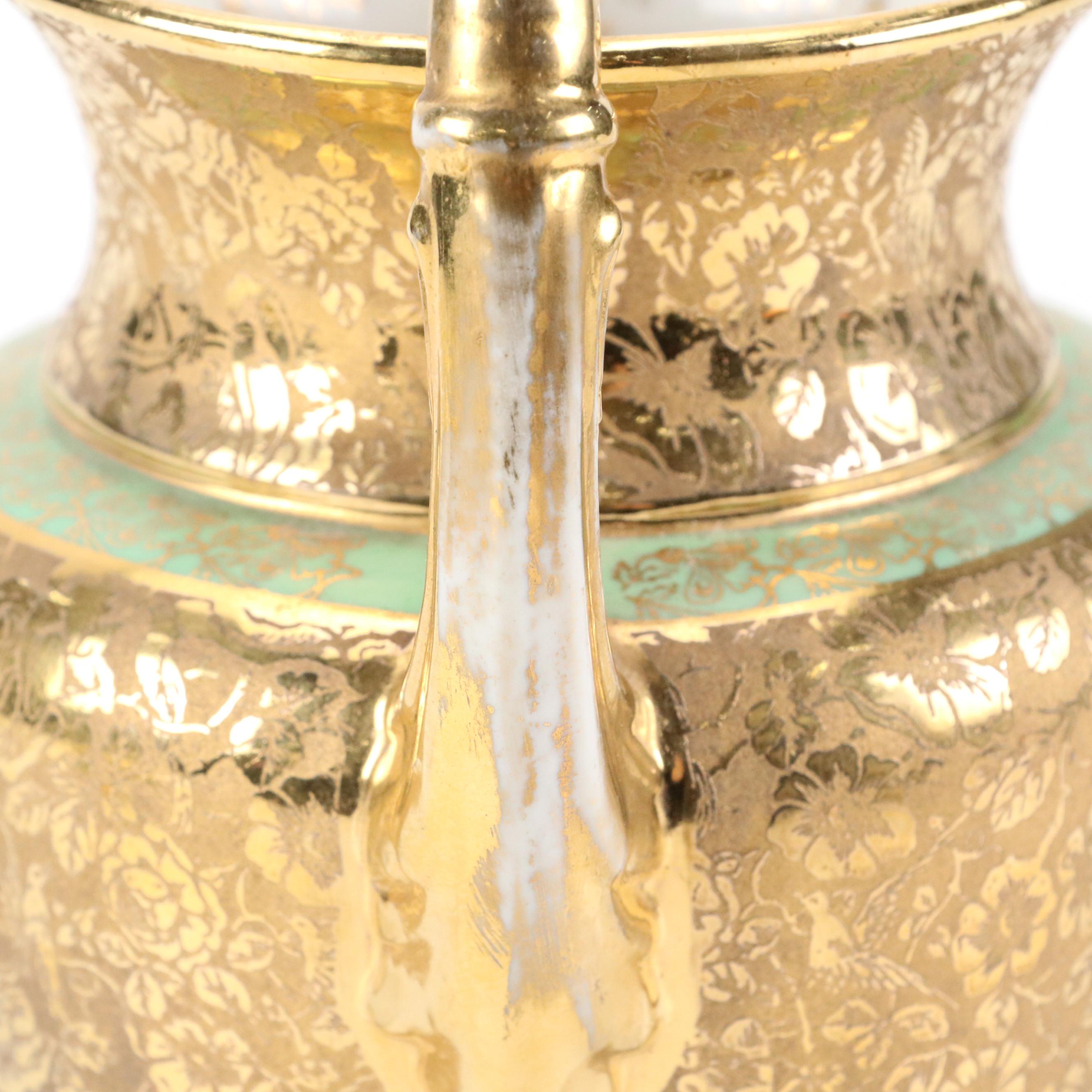 Le Mieux Porcelain Lidded Bowl and Vase with 24K Gold Decoration