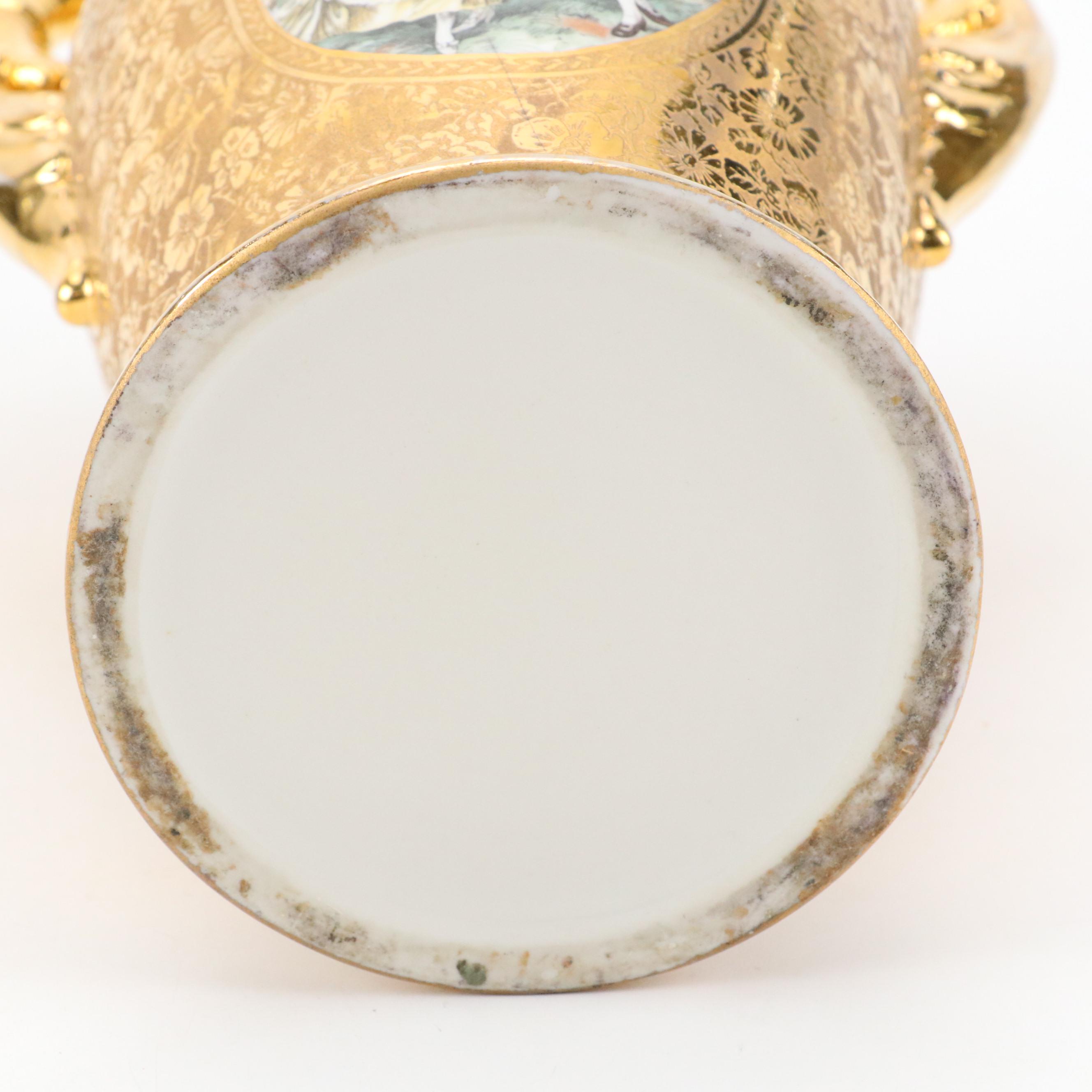 Le Mieux Porcelain Lidded Bowl and Vase with 24K Gold Decoration