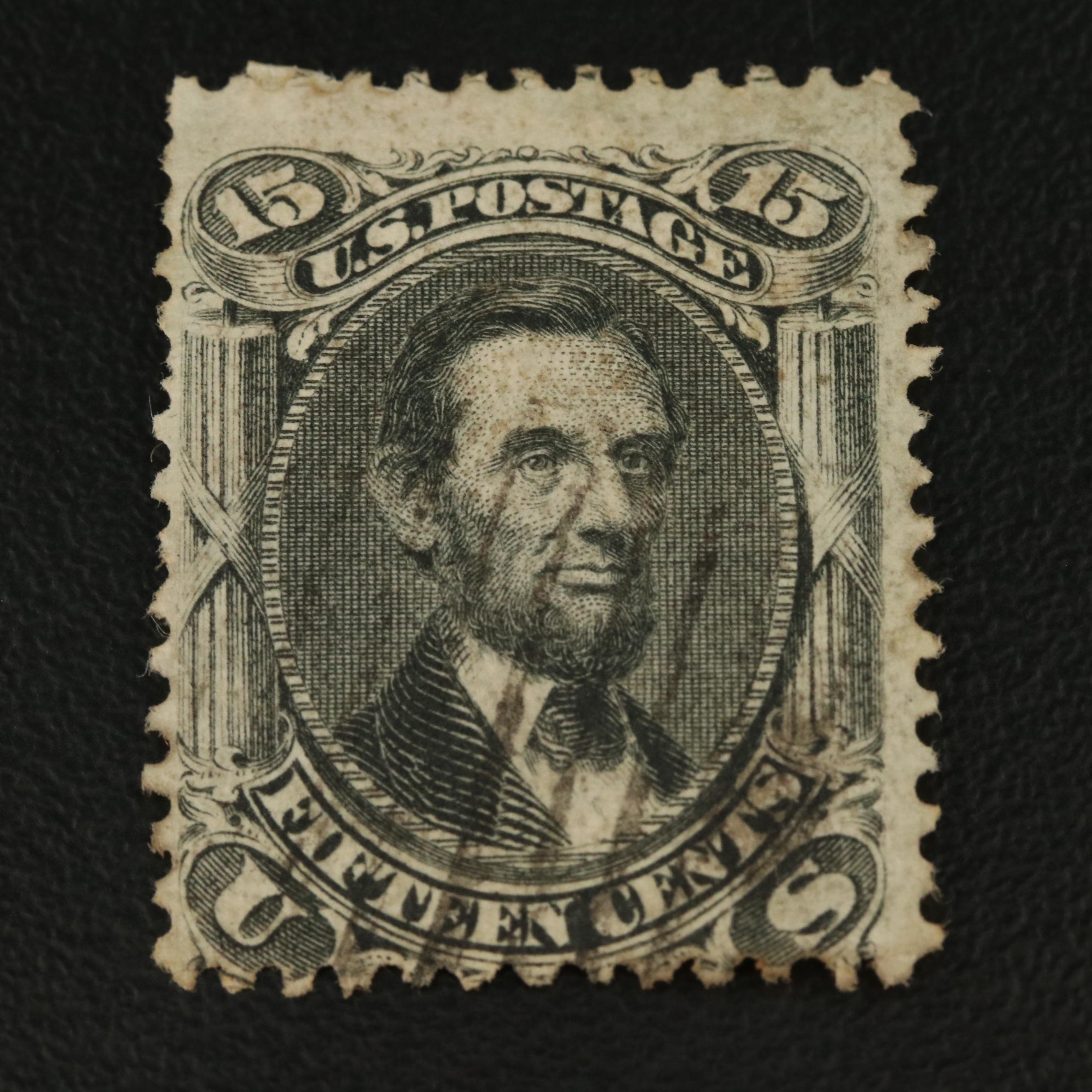 Scott 77 15-Cent U.S. Lincoln Postage Stamp, 1866