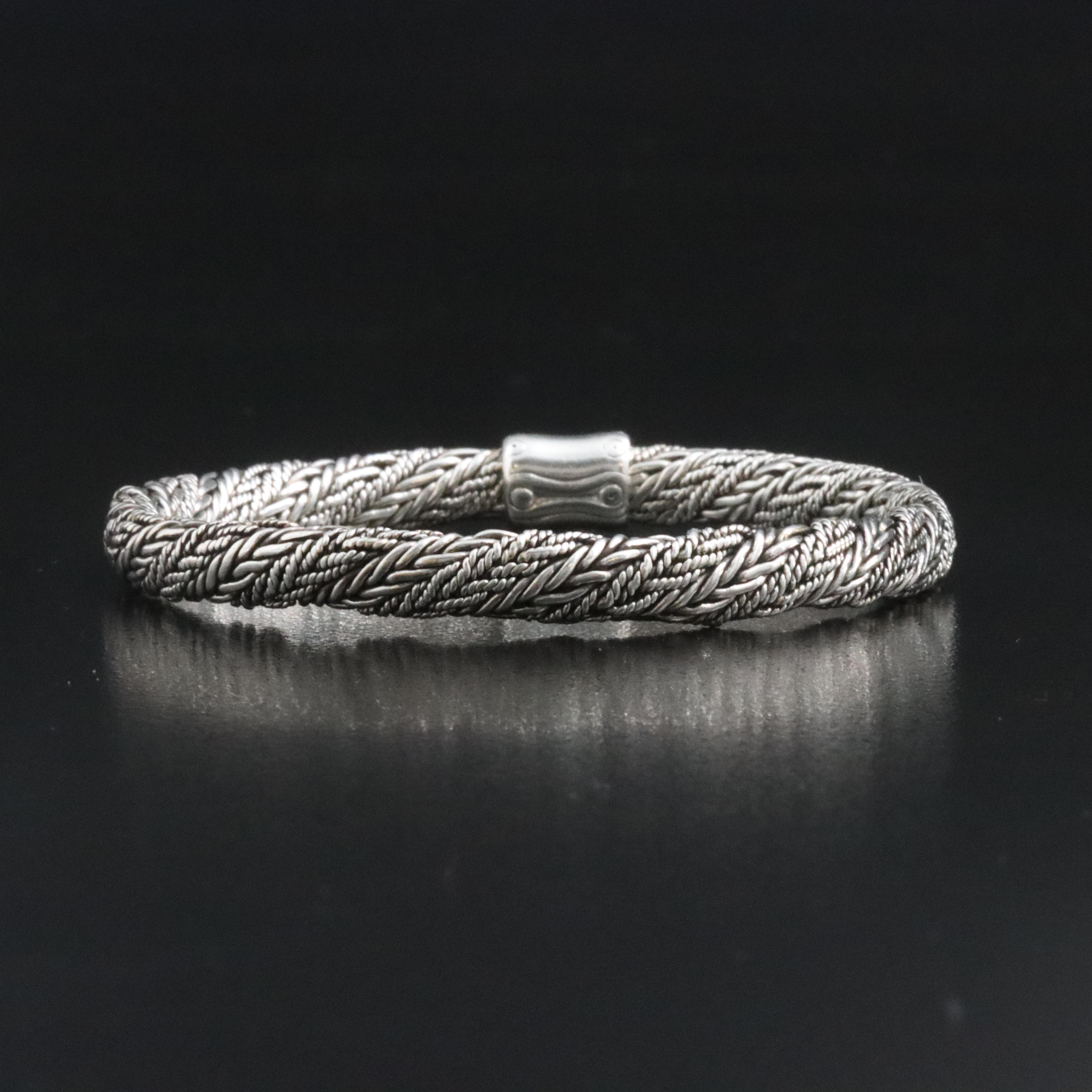 John Hardy Sterling Bamboo Clasp Twisted Link Bracelet