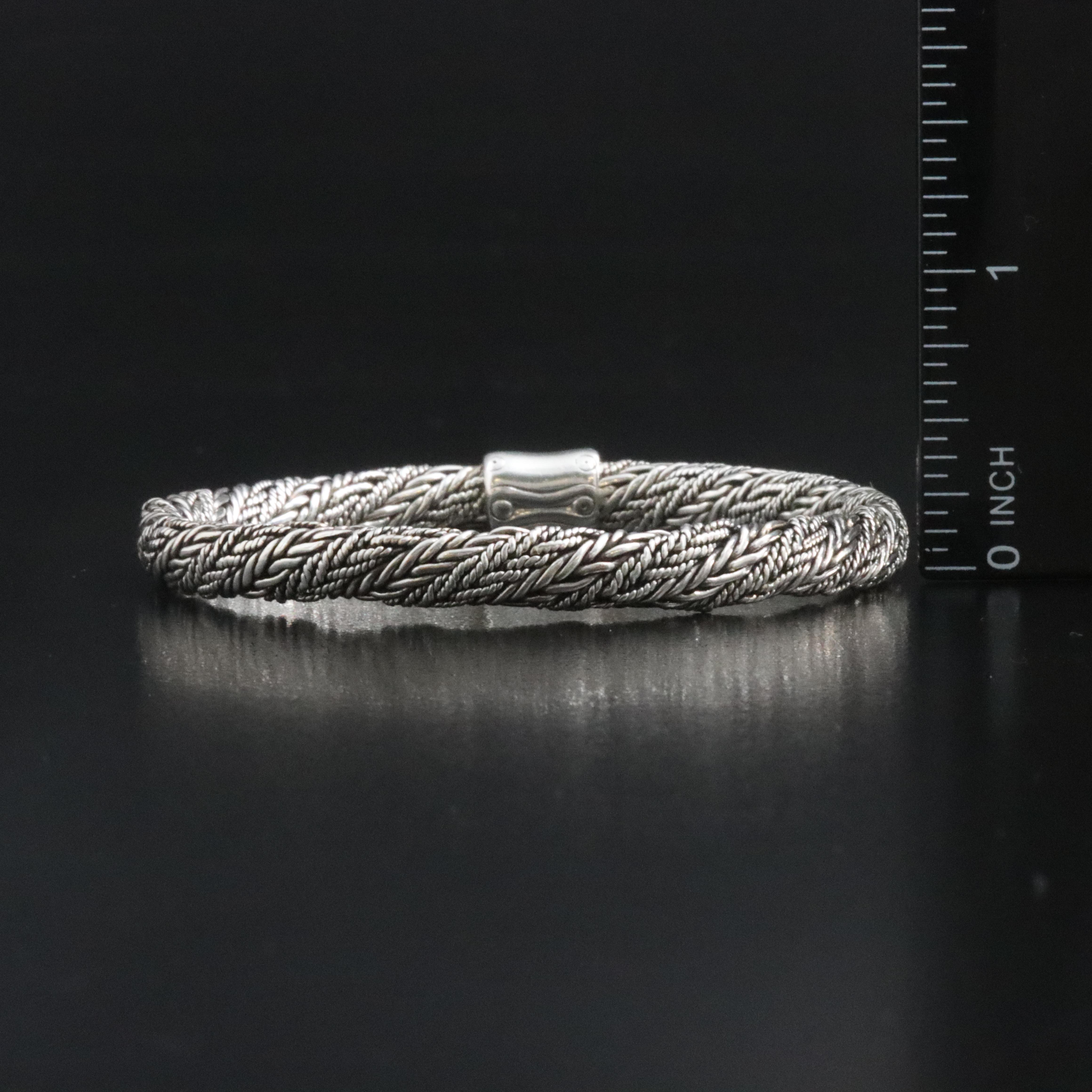 John Hardy Sterling Bamboo Clasp Twisted Link Bracelet