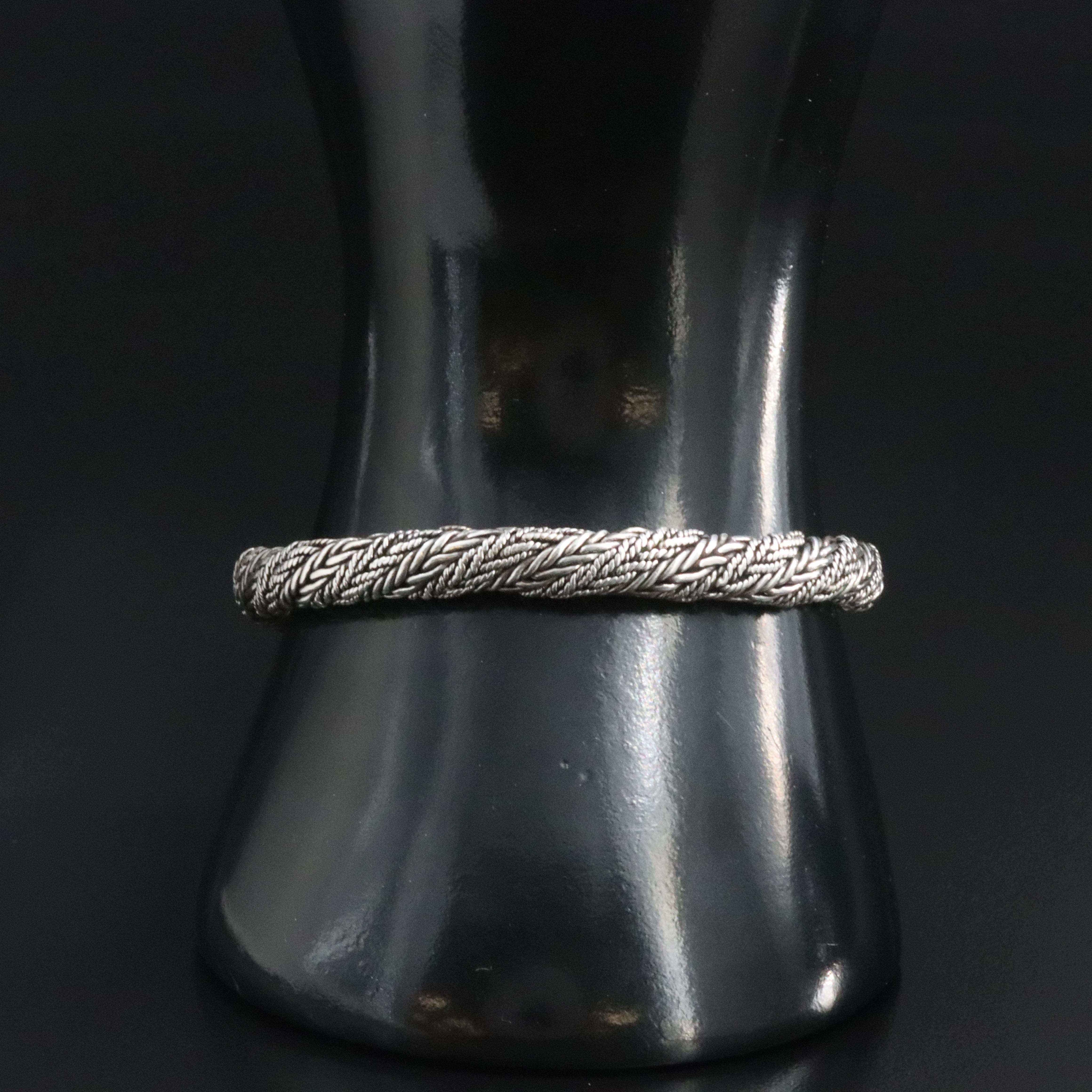 John Hardy Sterling Bamboo Clasp Twisted Link Bracelet