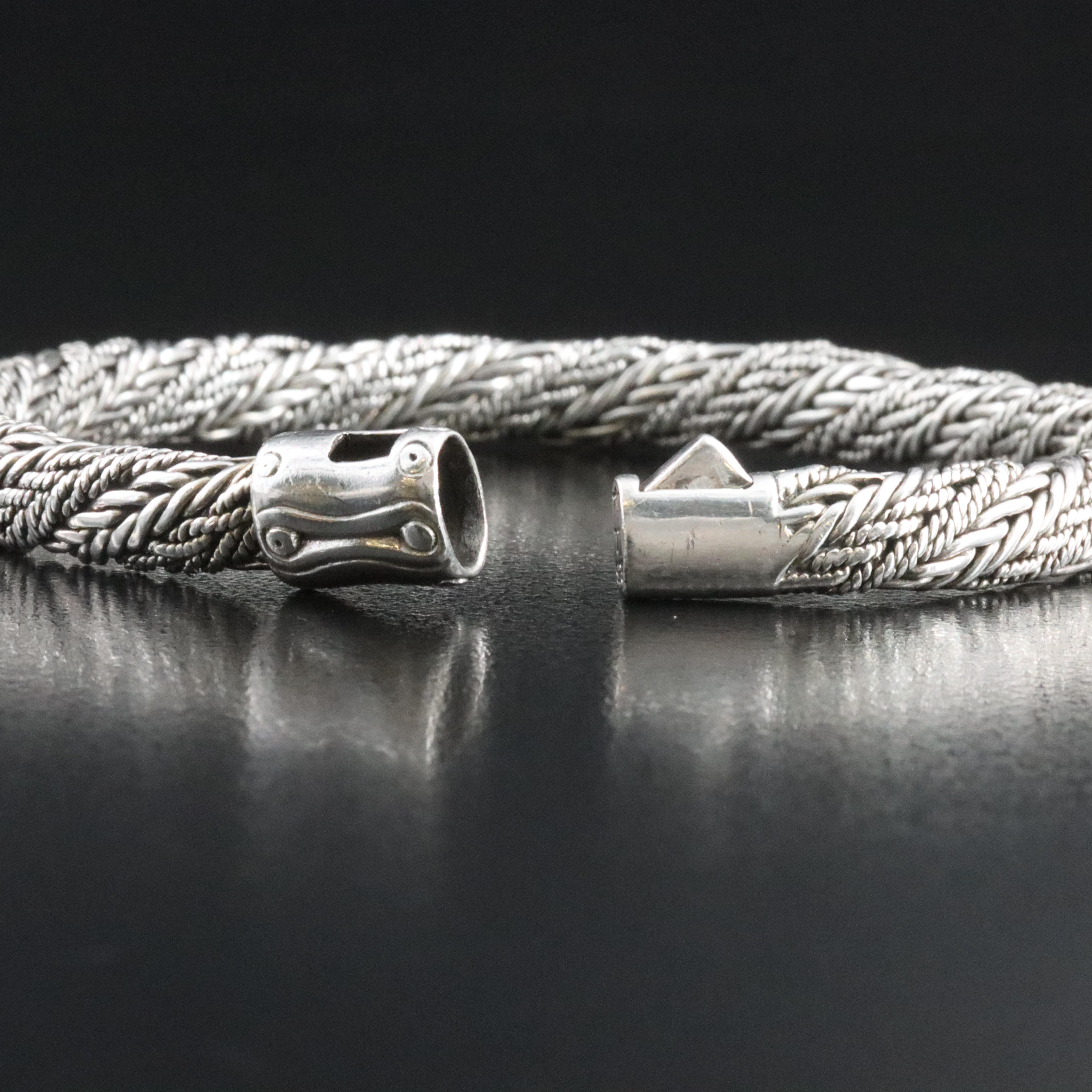 John Hardy Sterling Bamboo Clasp Twisted Link Bracelet