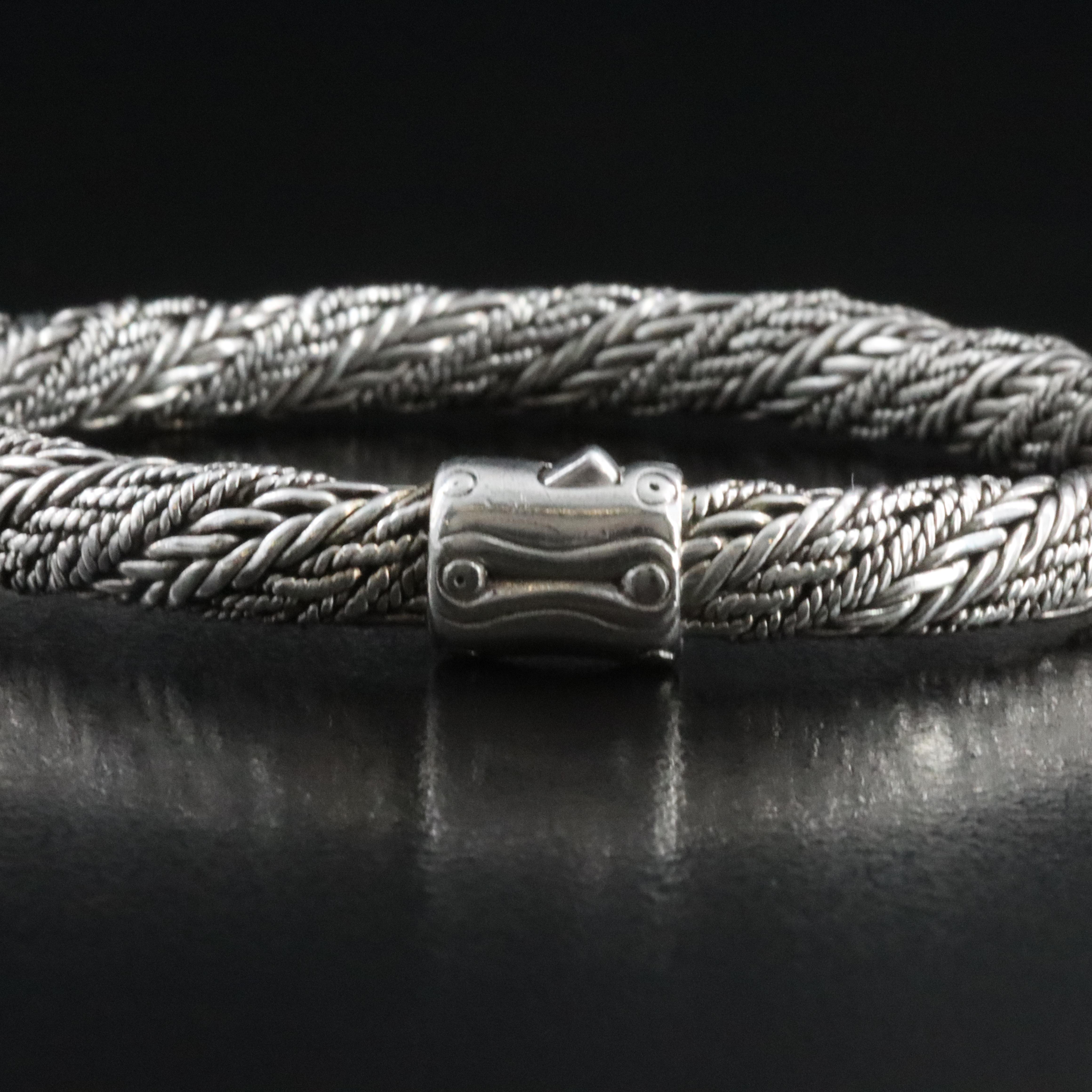 John Hardy Sterling Bamboo Clasp Twisted Link Bracelet