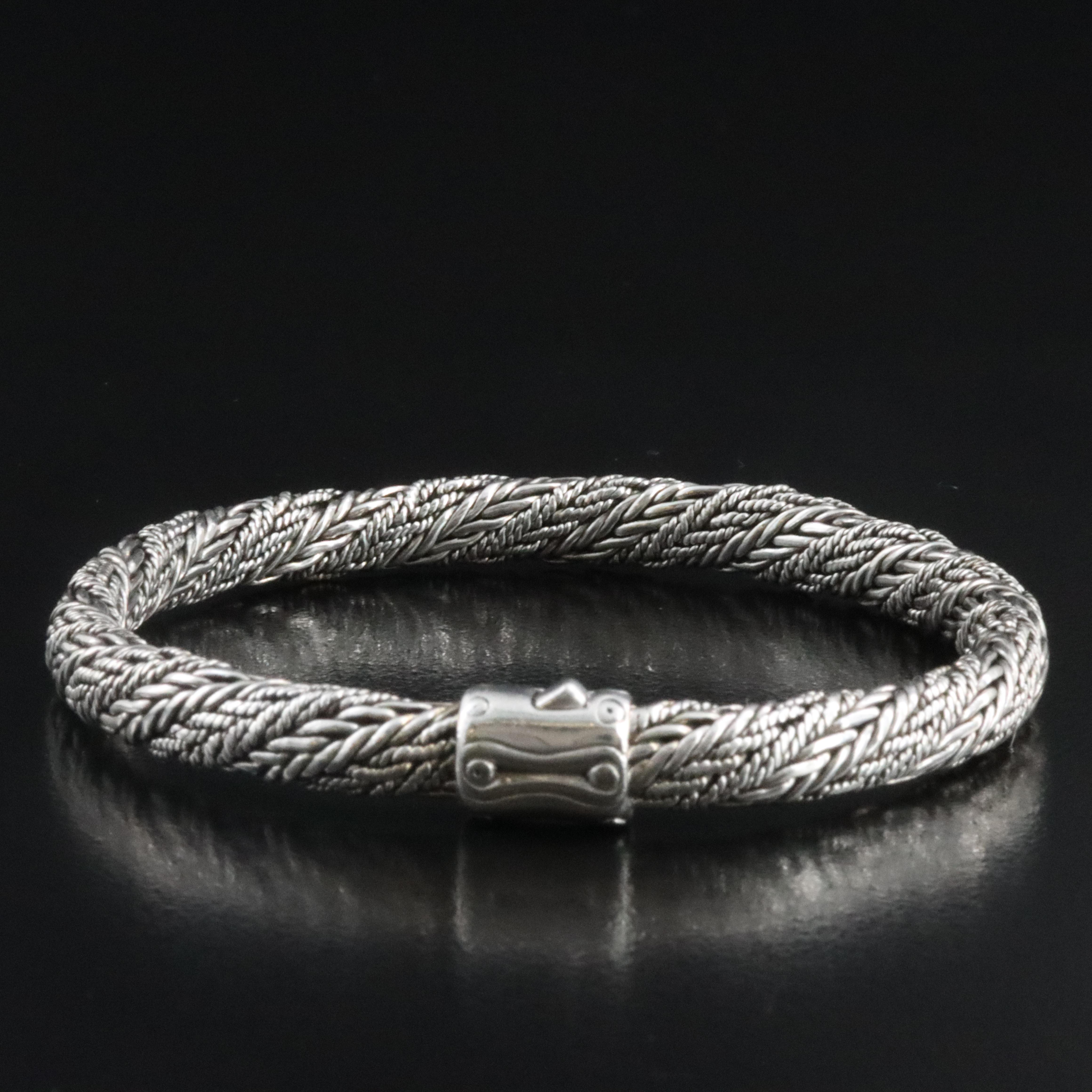 John Hardy Sterling Bamboo Clasp Twisted Link Bracelet