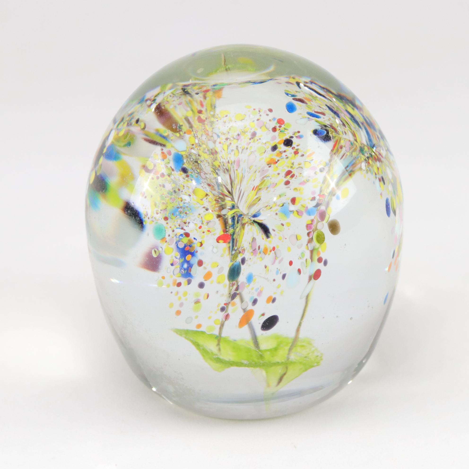 Art Glass Bud Vase and Three Paperweights