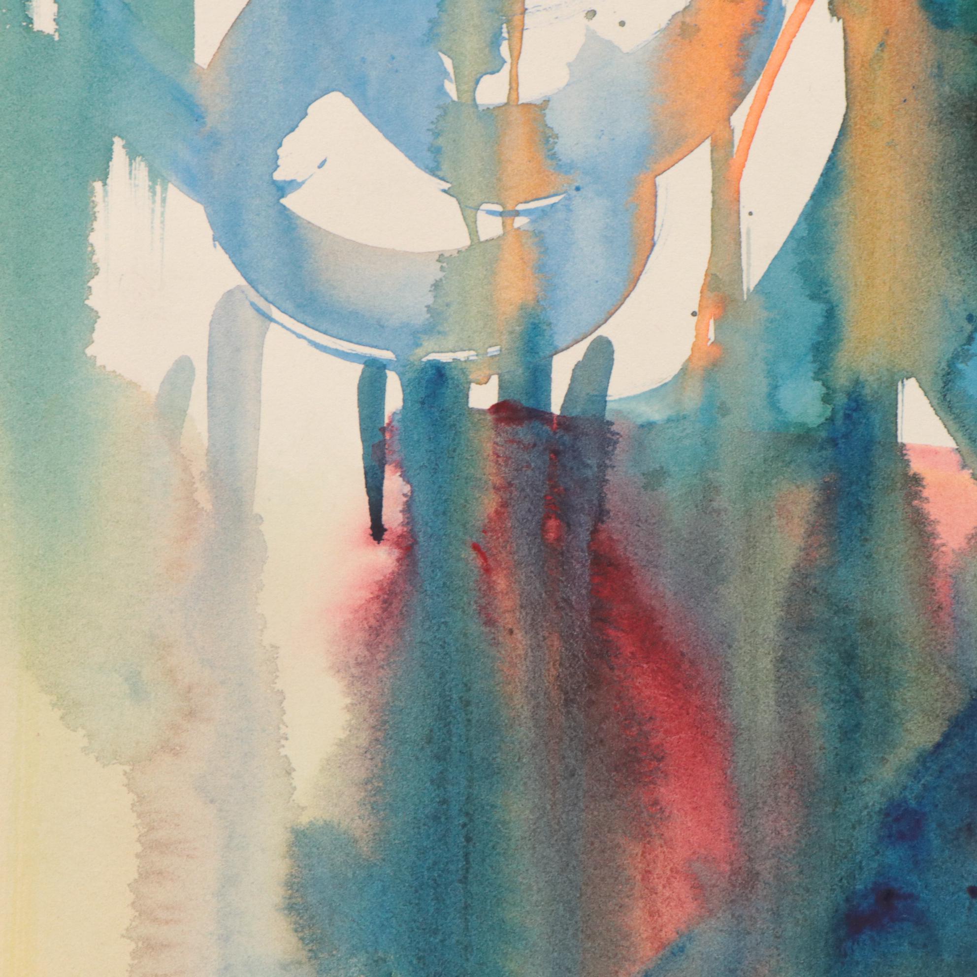 Jack Meanwell Modern Floral Watercolor Painting, 1980