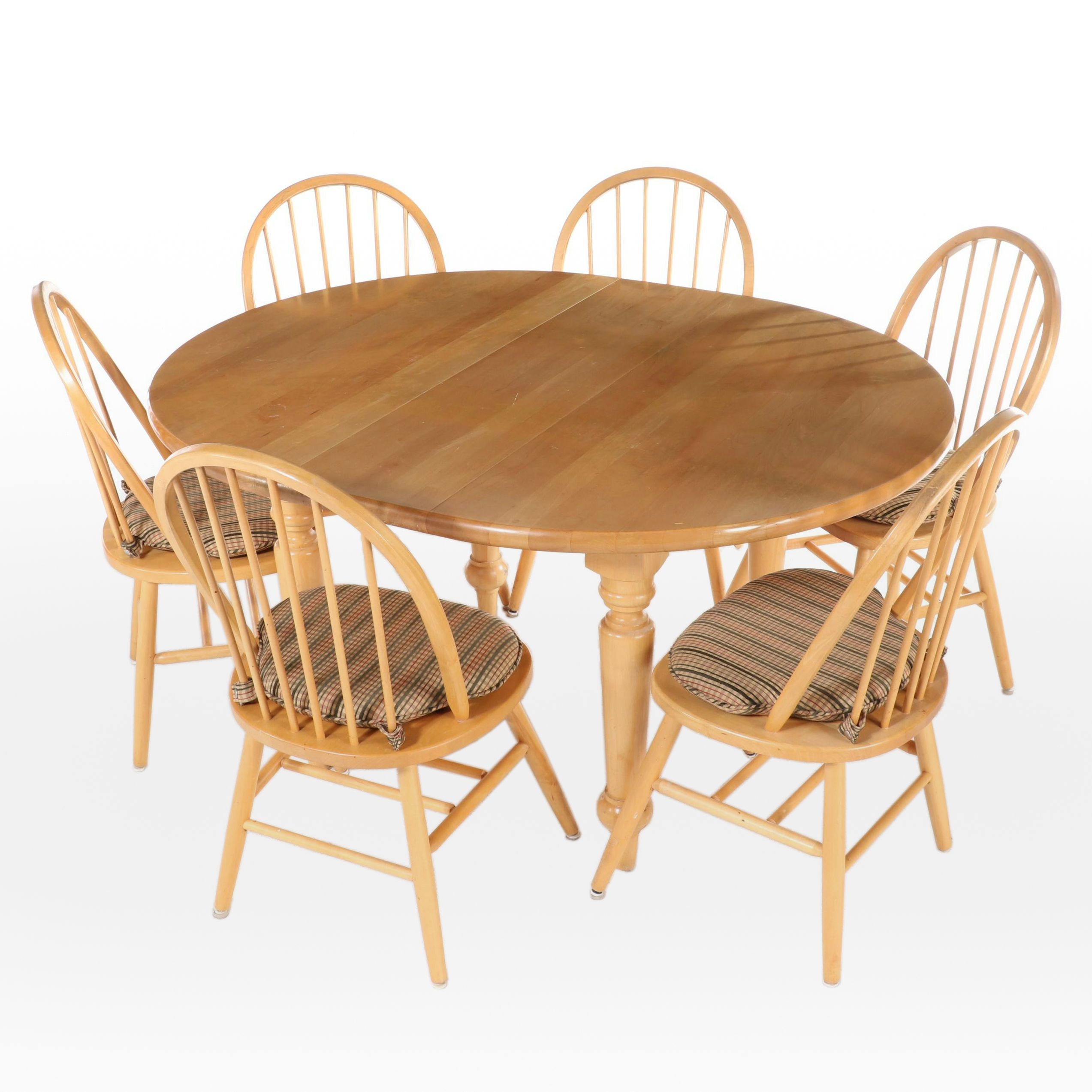 Walter of Wabash Colonial Style Dining Table and Six Windsor Chairs