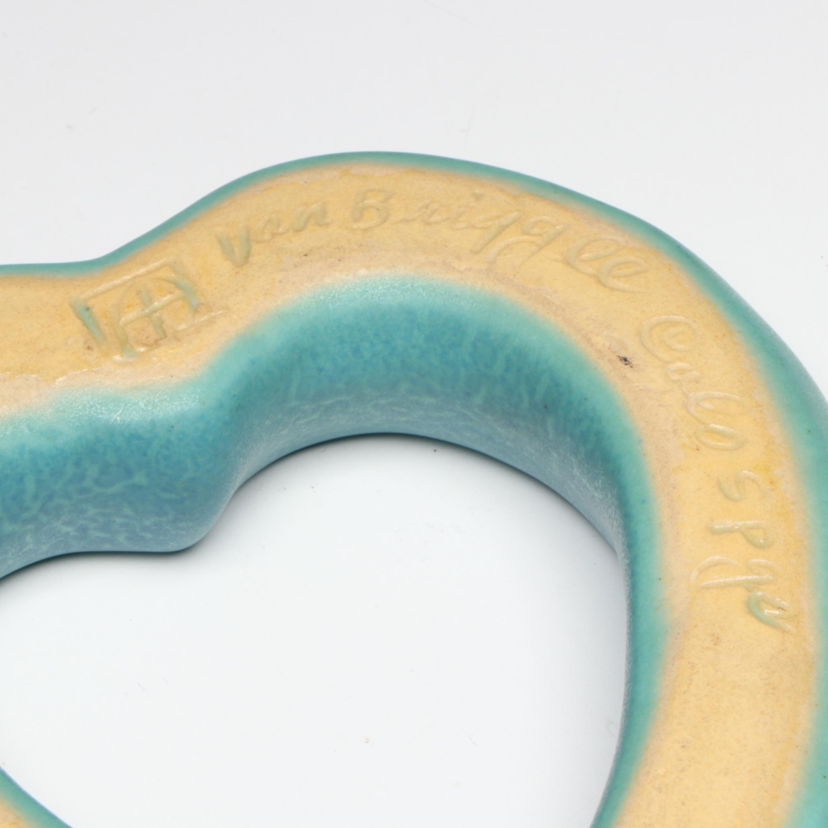 Van Briggle Pottery Heart Shaped Pansy Ring and Vase