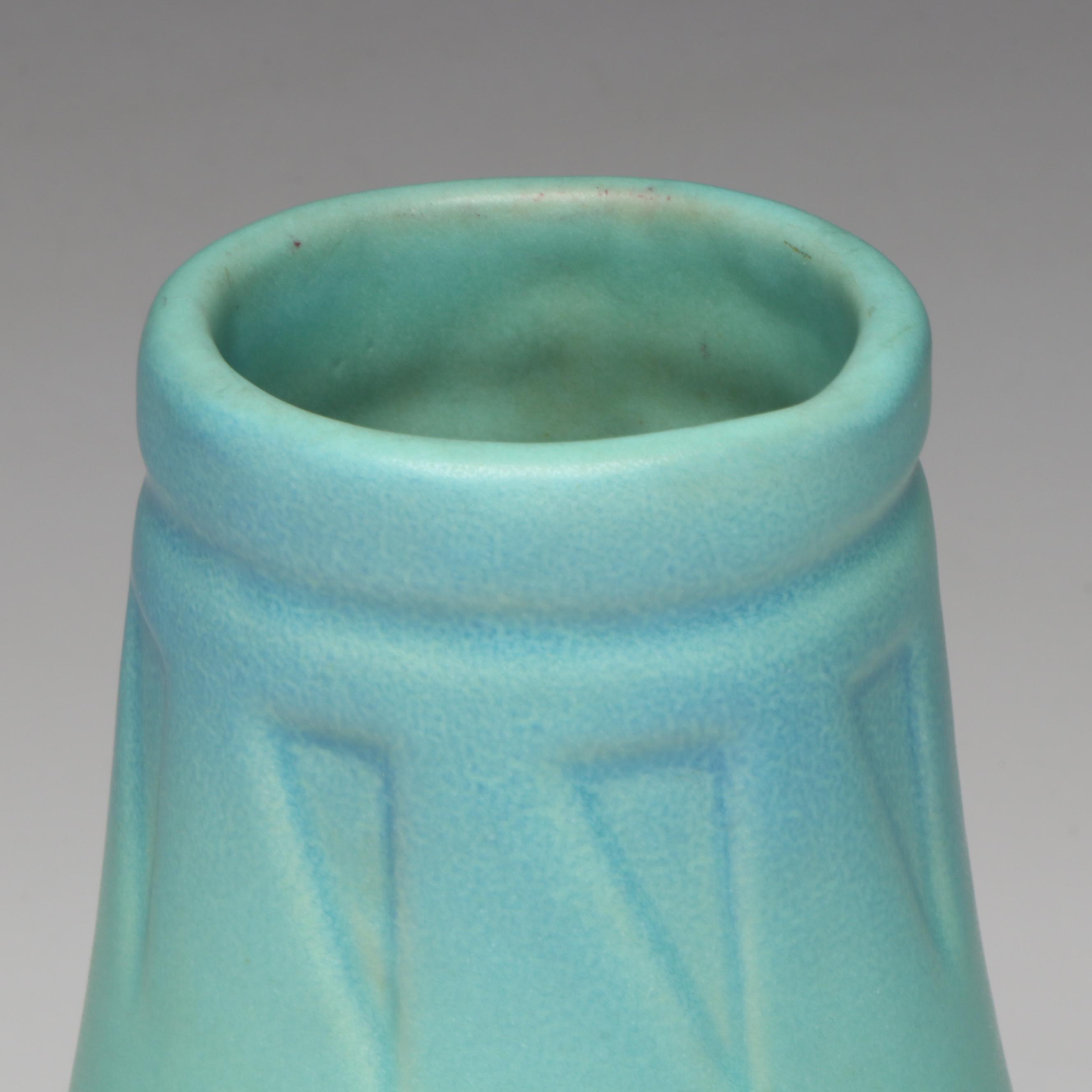 Van Briggle Pottery Heart Shaped Pansy Ring and Vase