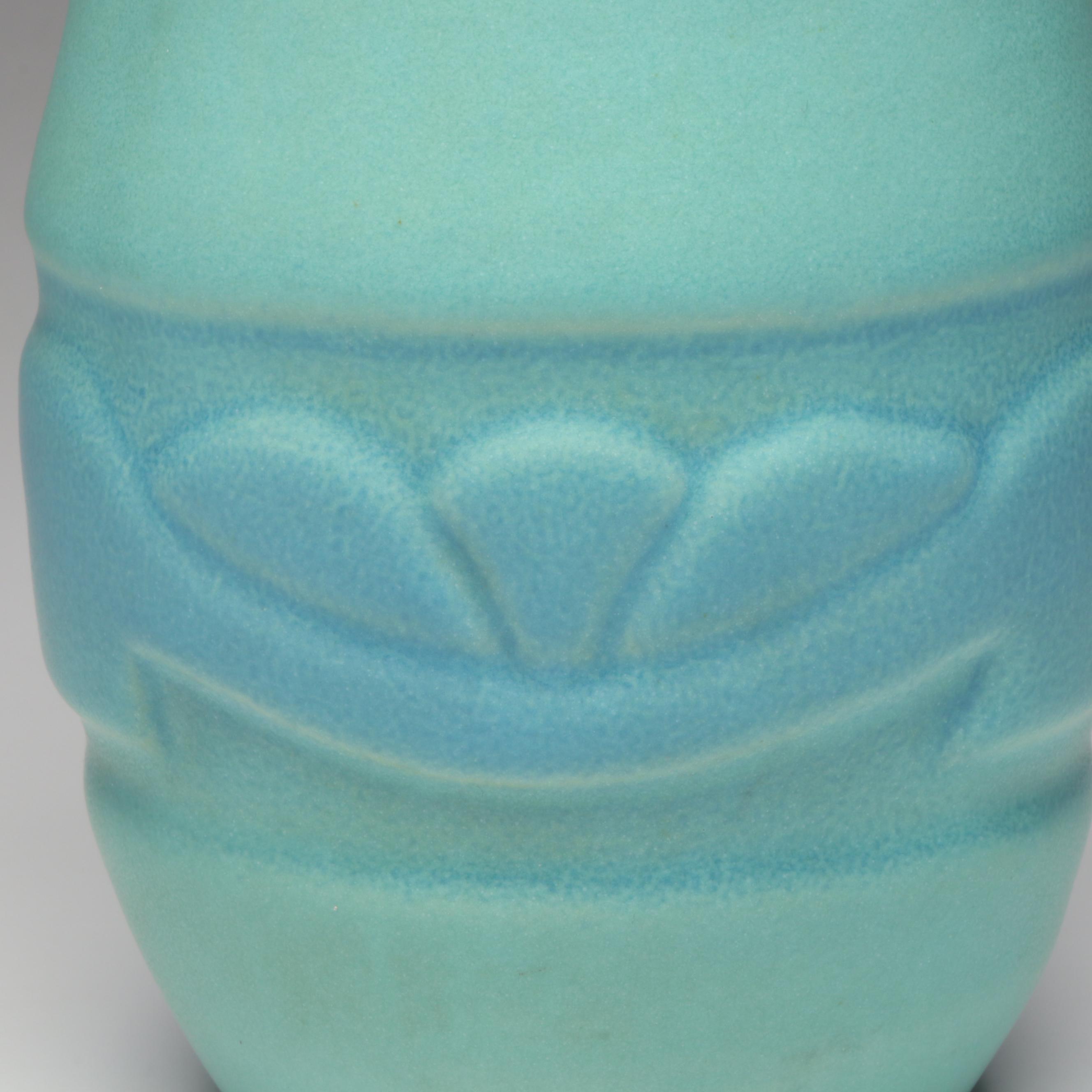 Van Briggle Pottery Heart Shaped Pansy Ring and Vase