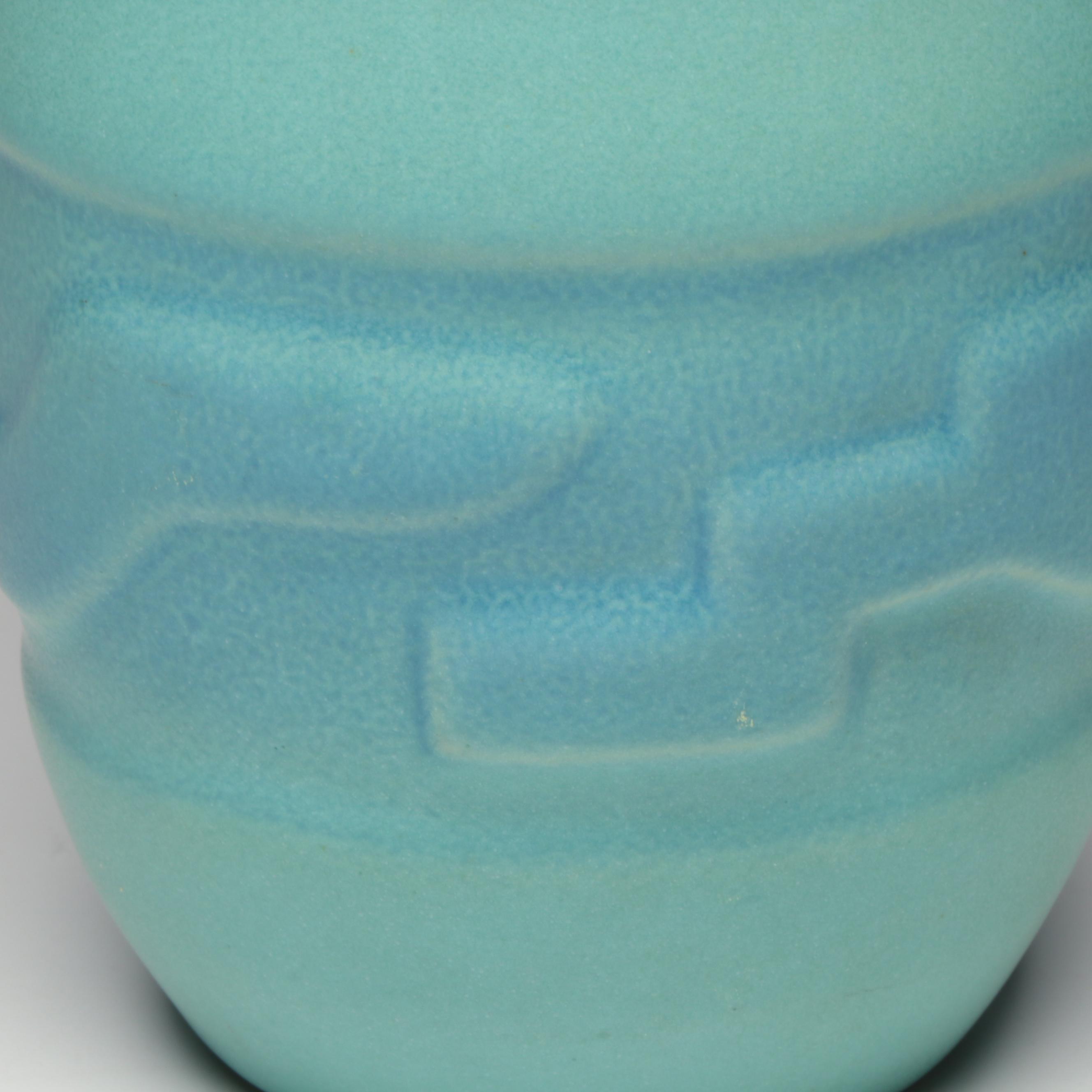 Van Briggle Pottery Heart Shaped Pansy Ring and Vase