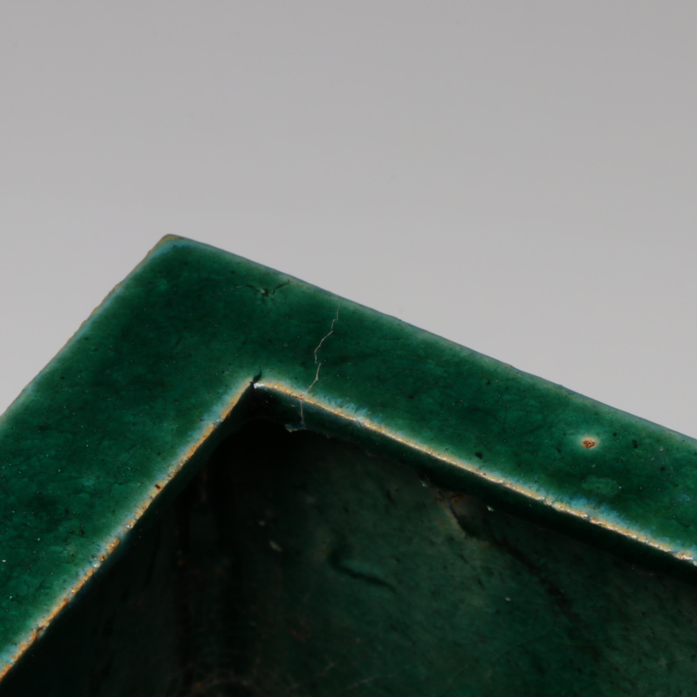 Pair of Chinese Ceramic Brick Vases with Pedestals, 20th Century