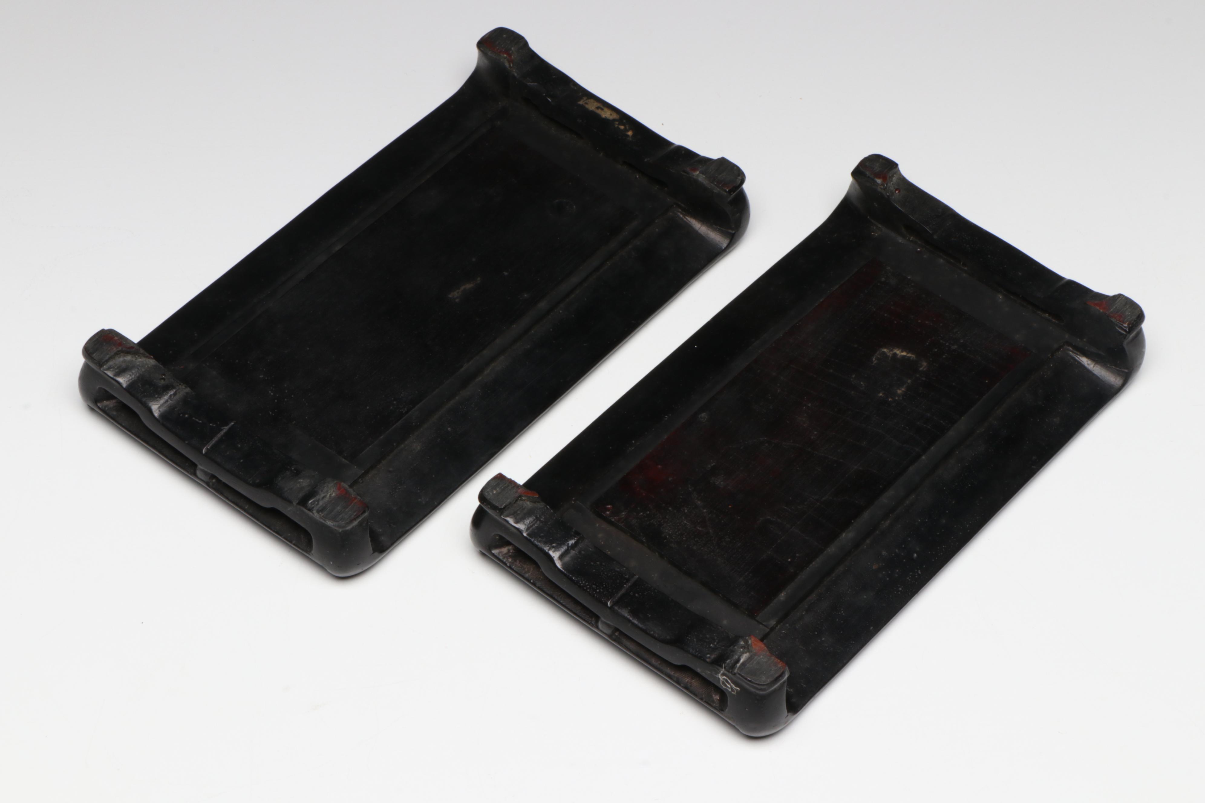 Pair of Chinese Ceramic Brick Vases with Pedestals, 20th Century