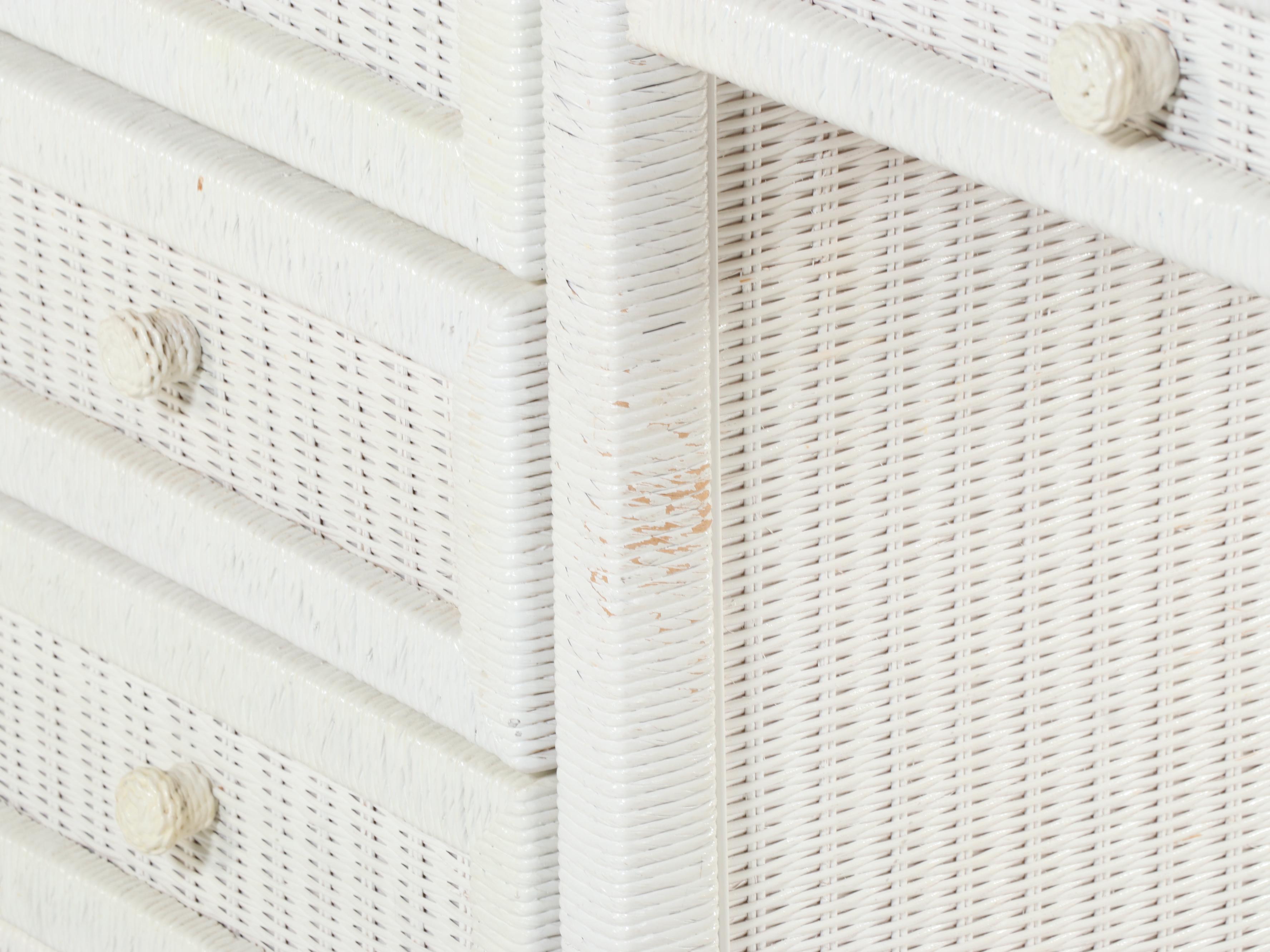 Henry Link White-Painted Wicker and Laminate Top Desk with Side Chair