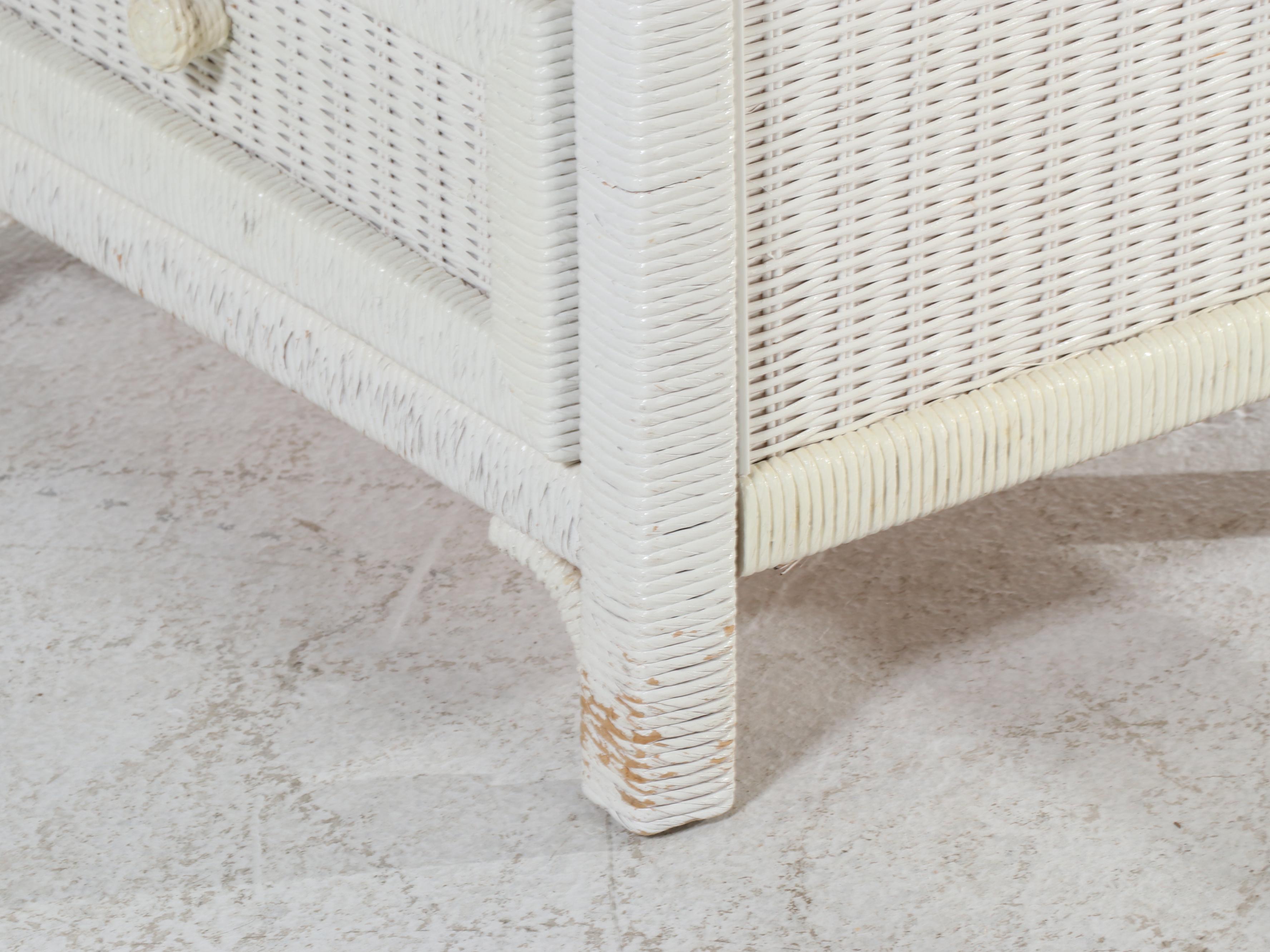 Henry Link White-Painted Wicker and Laminate Top Desk with Side Chair