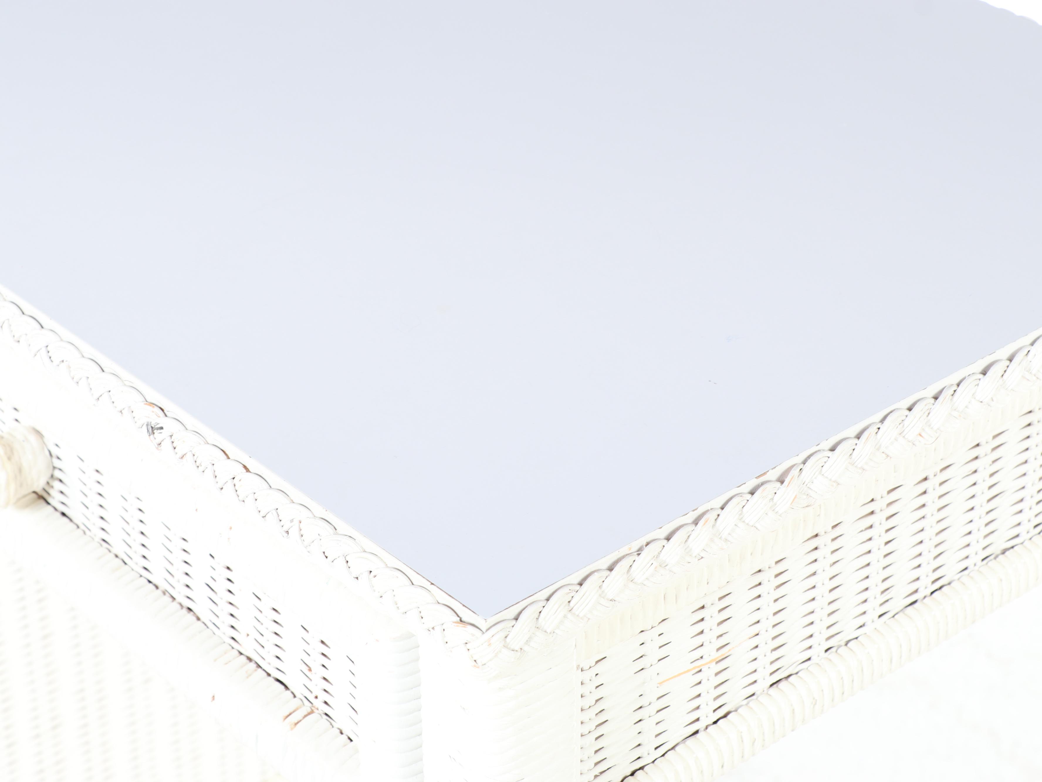 Henry Link White-Painted Wicker and Laminate Top Desk with Side Chair