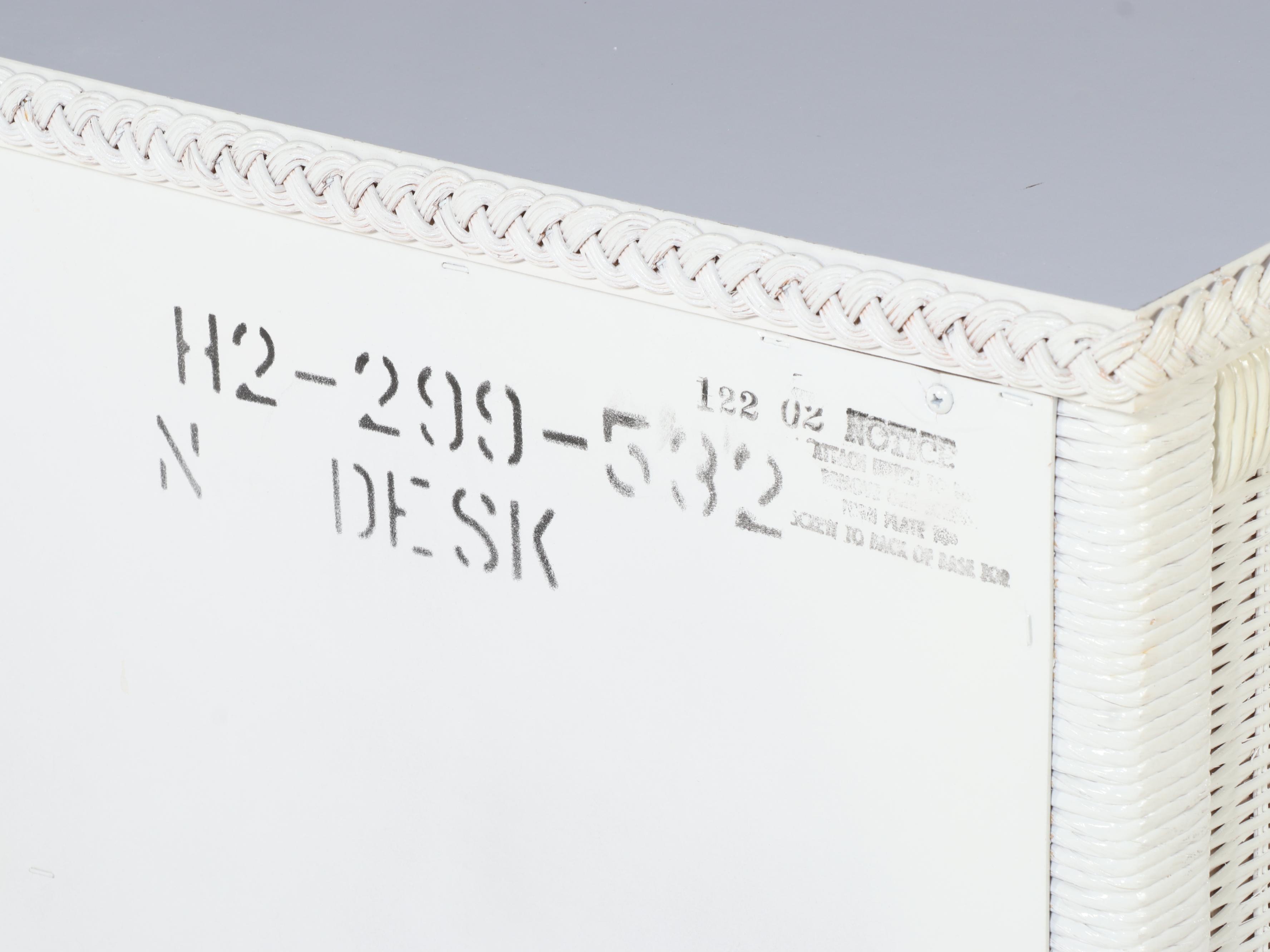 Henry Link White-Painted Wicker and Laminate Top Desk with Side Chair