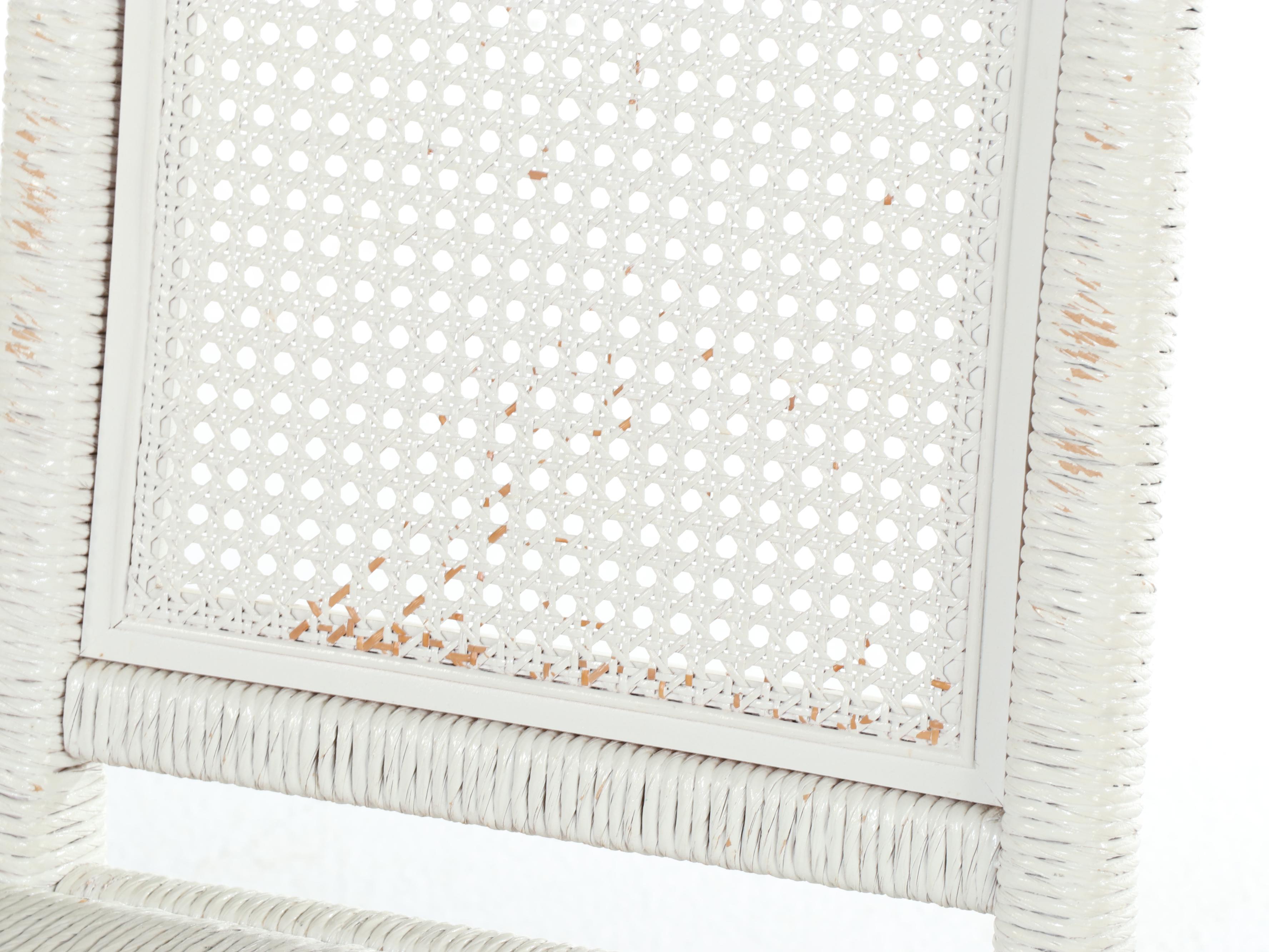 Henry Link White-Painted Wicker and Laminate Top Desk with Side Chair