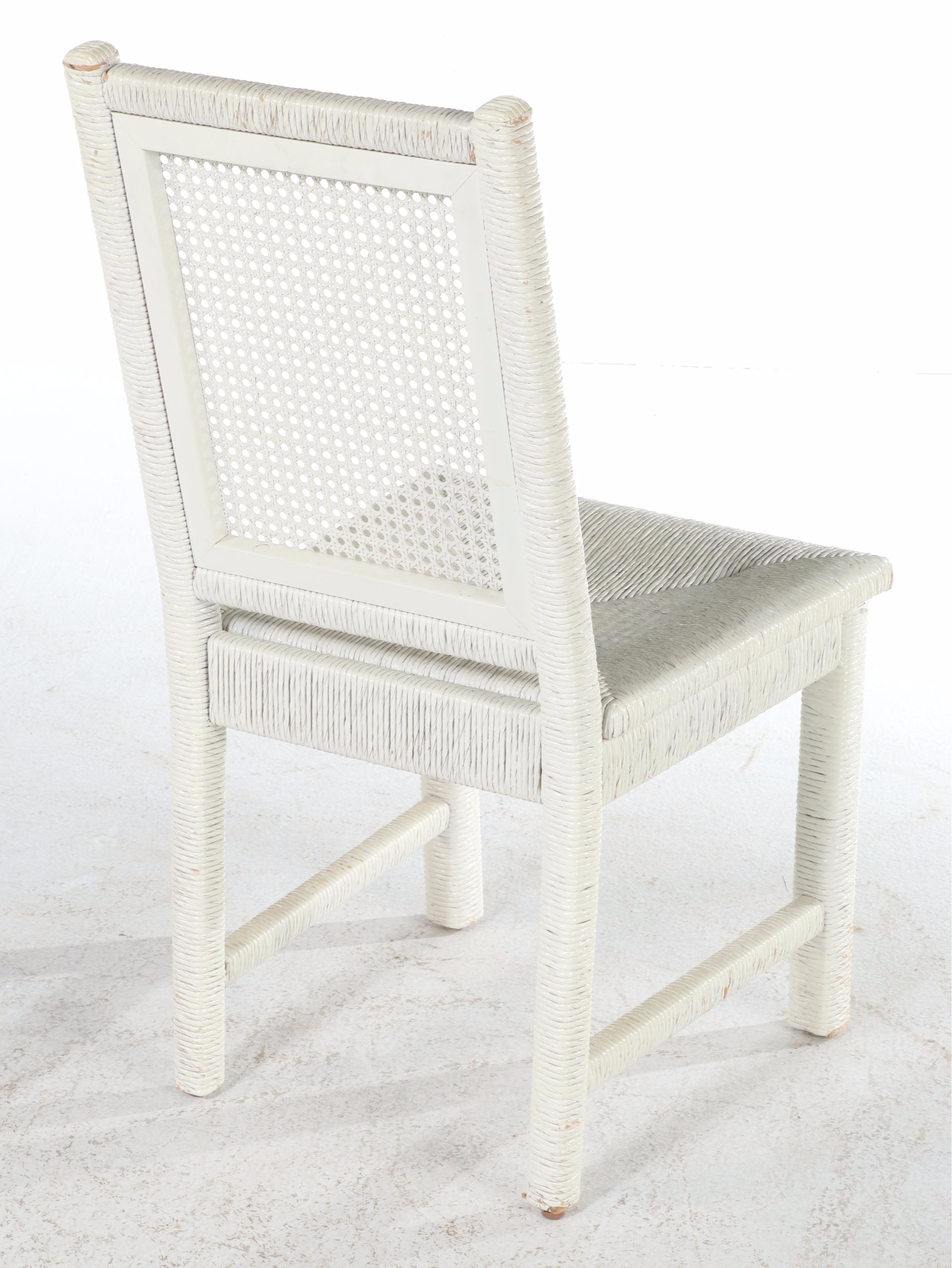 Henry Link White-Painted Wicker and Laminate Top Desk with Side Chair