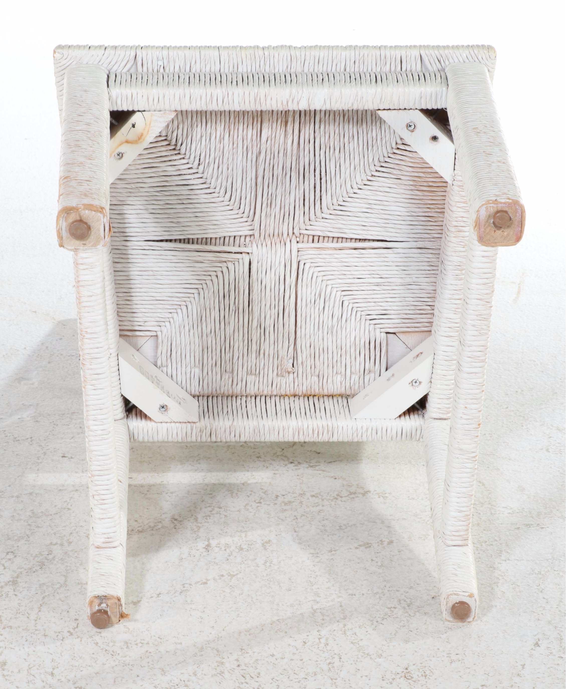 Henry Link White-Painted Wicker and Laminate Top Desk with Side Chair