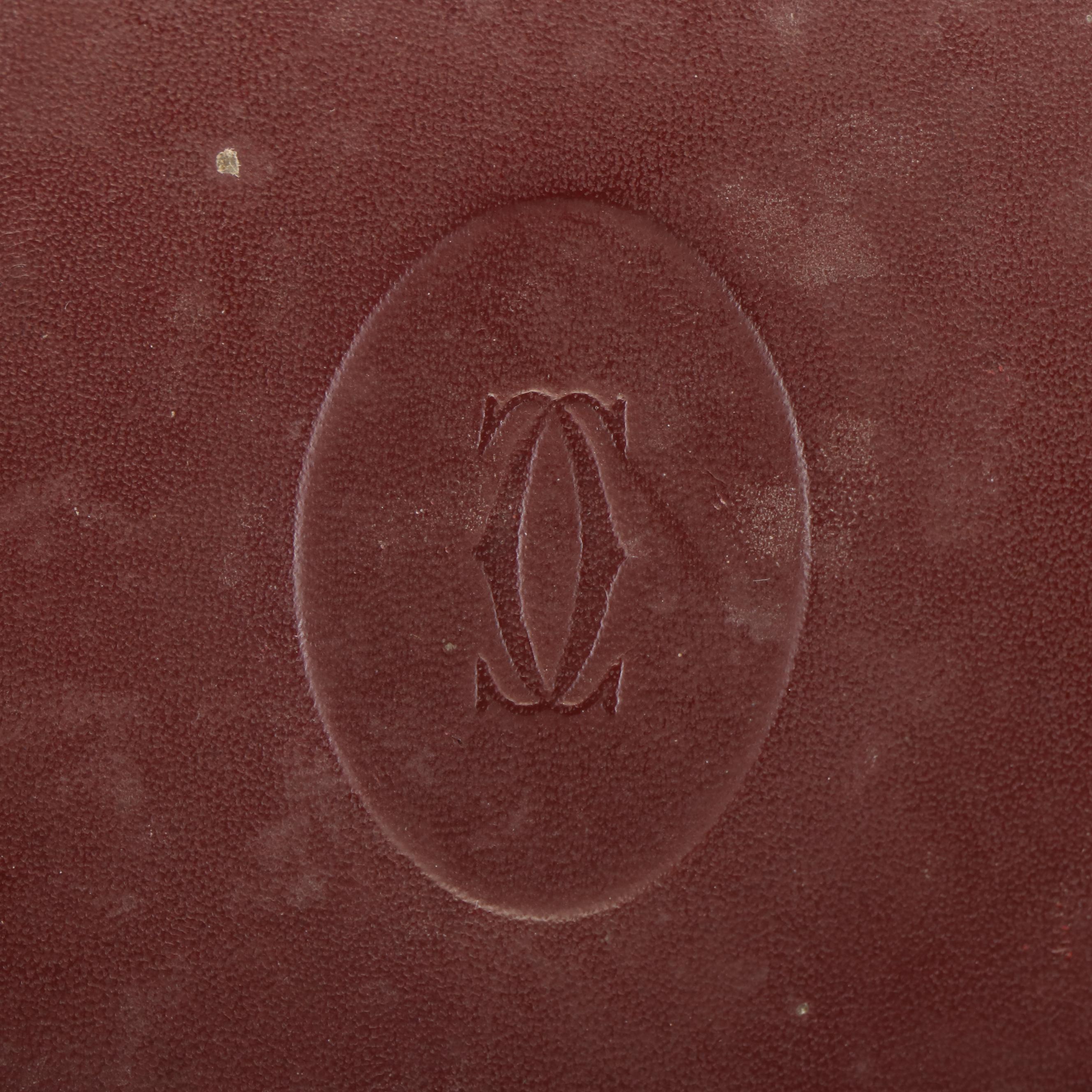 Cartier Saddle Bag Coin Purse in Burgundy Leather
