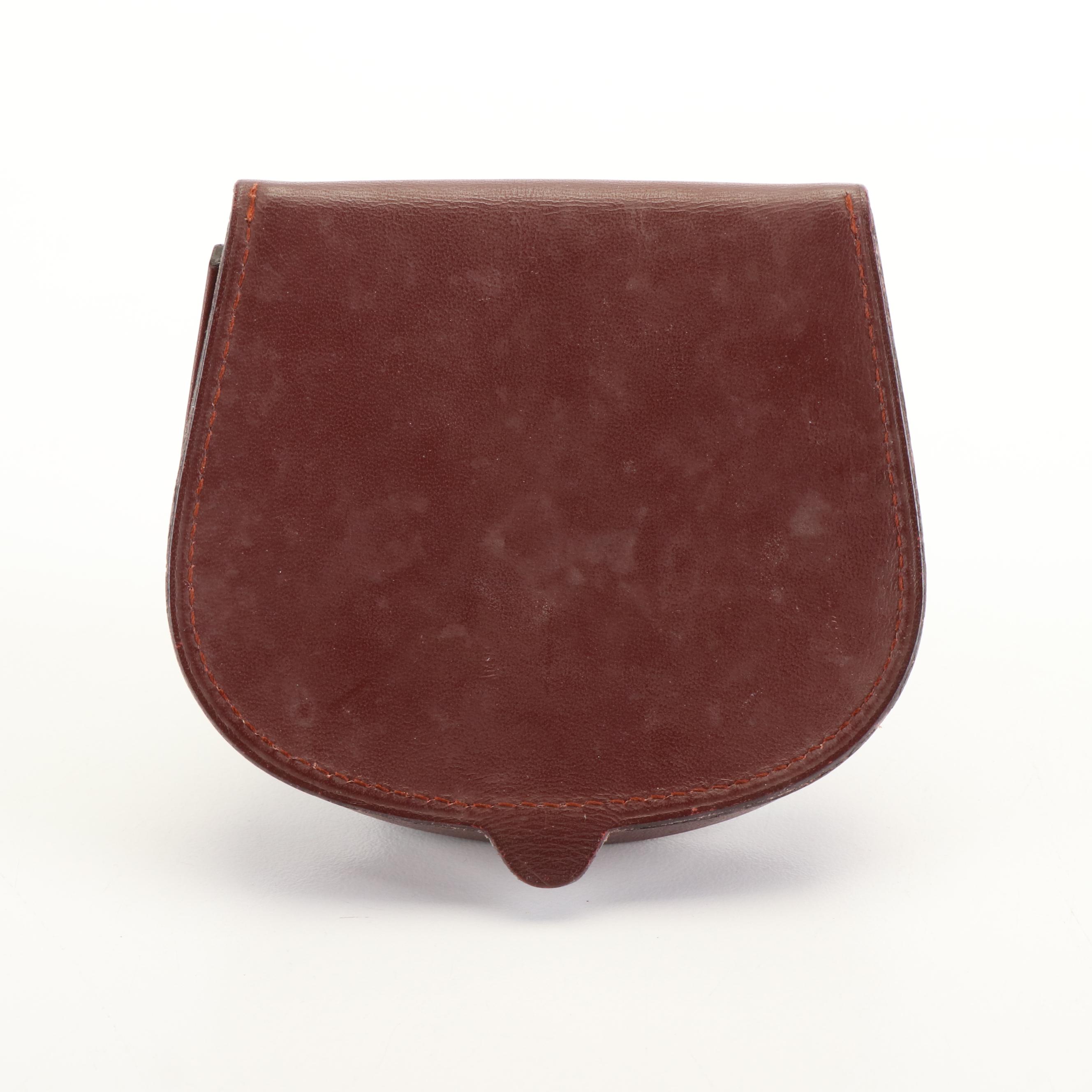 Cartier Saddle Bag Coin Purse in Burgundy Leather