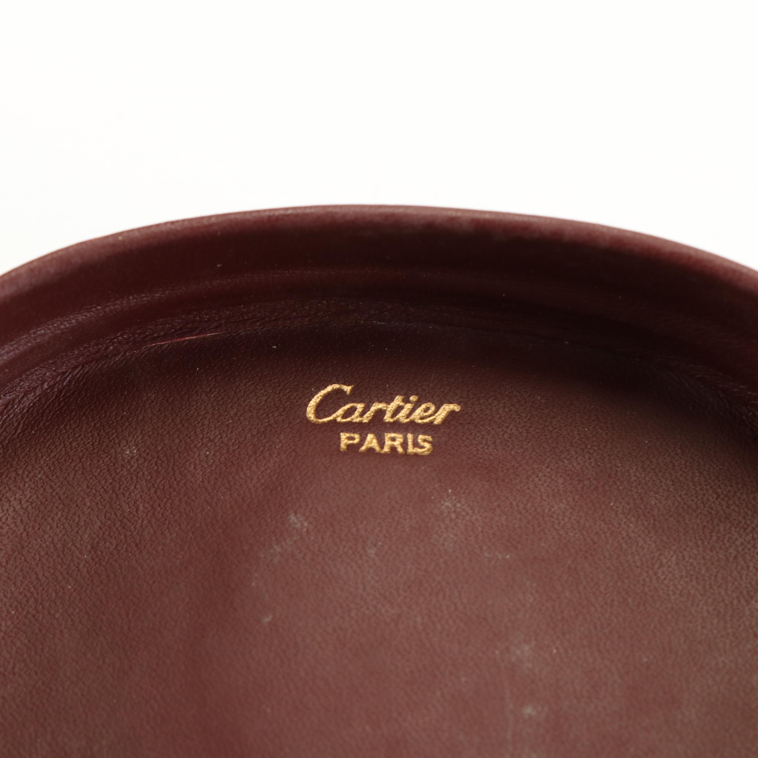 Cartier Saddle Bag Coin Purse in Burgundy Leather