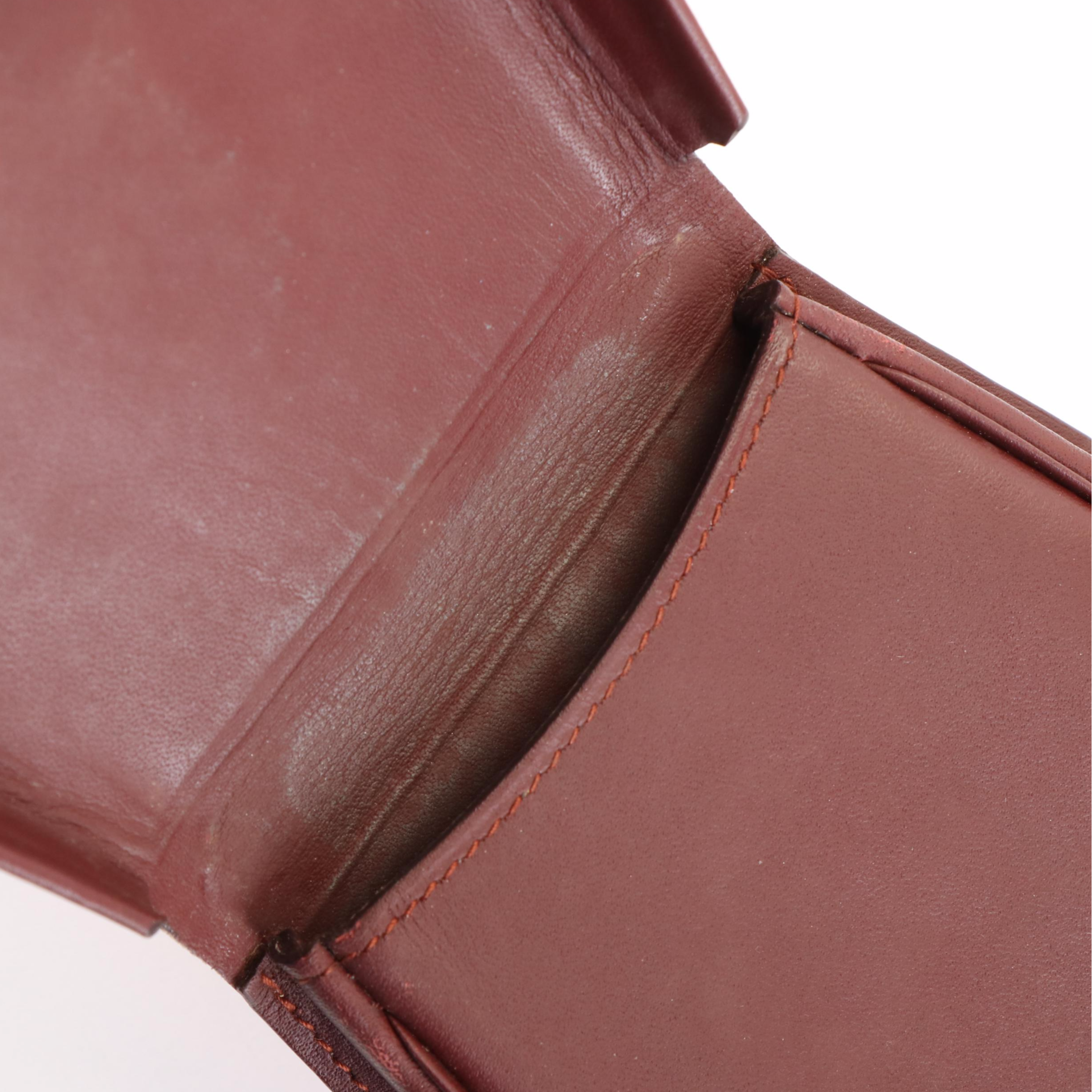 Cartier Saddle Bag Coin Purse in Burgundy Leather