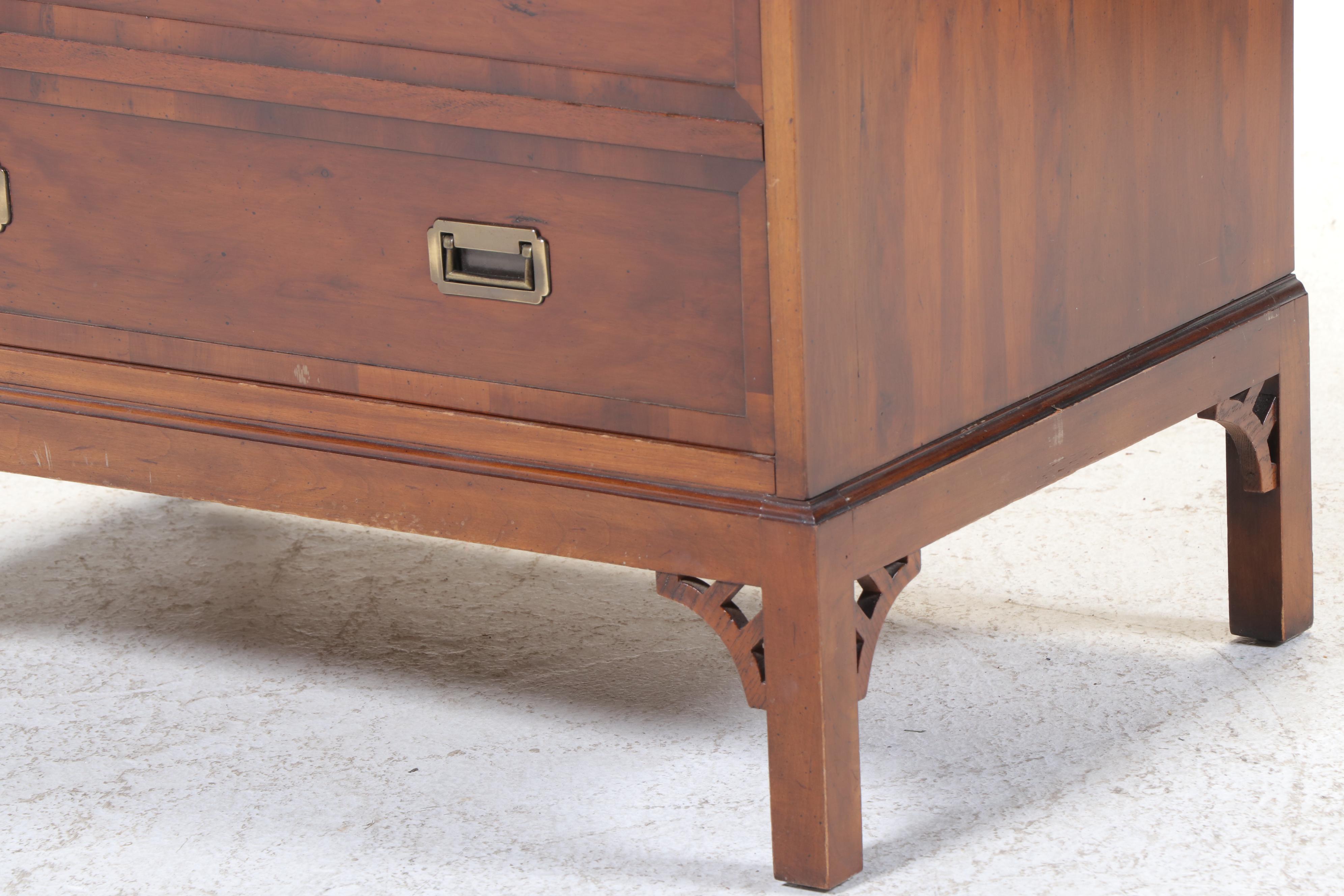 George III Style Brass-Mounted Yew Wood TV Cabinet