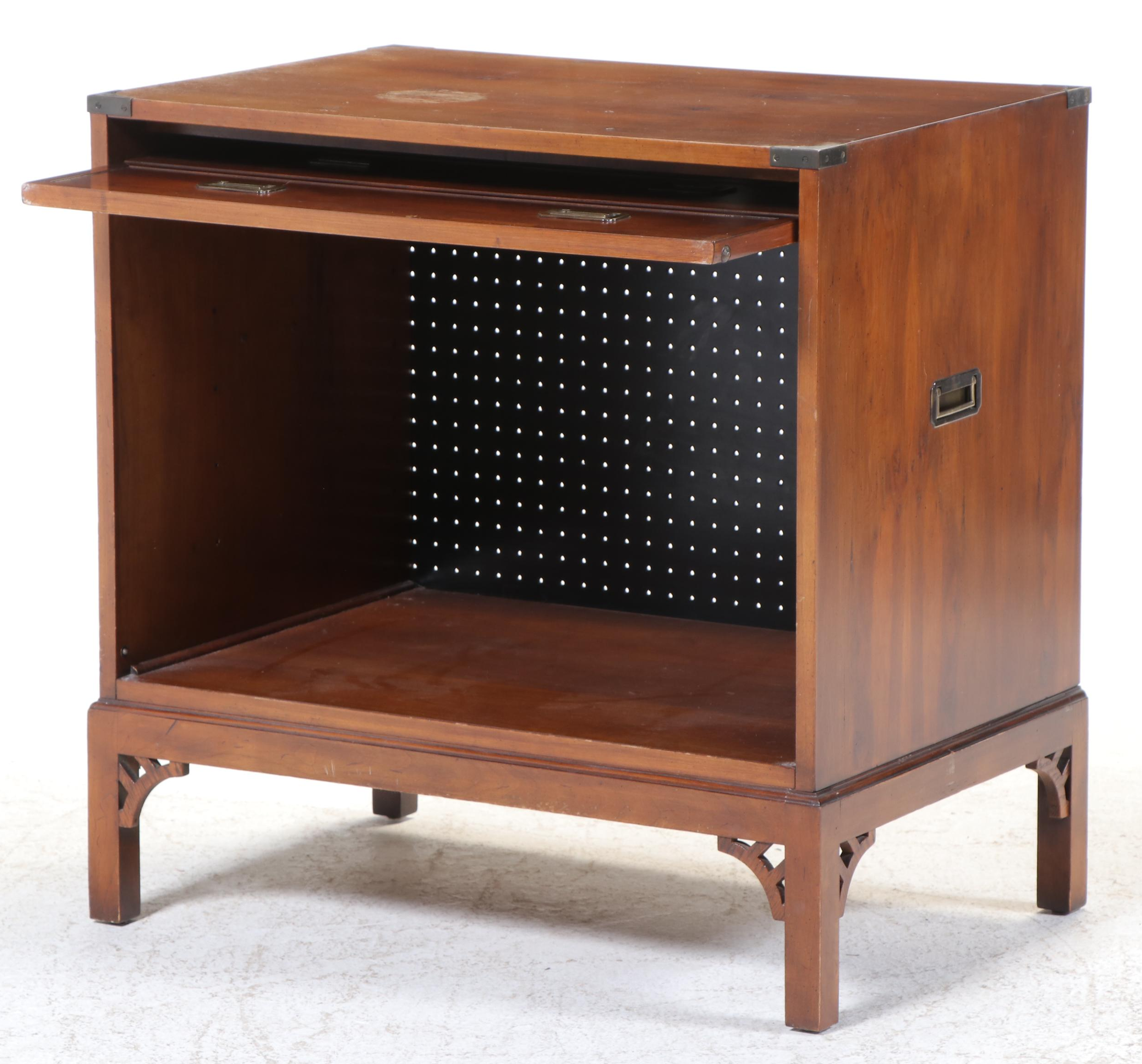 George III Style Brass-Mounted Yew Wood TV Cabinet