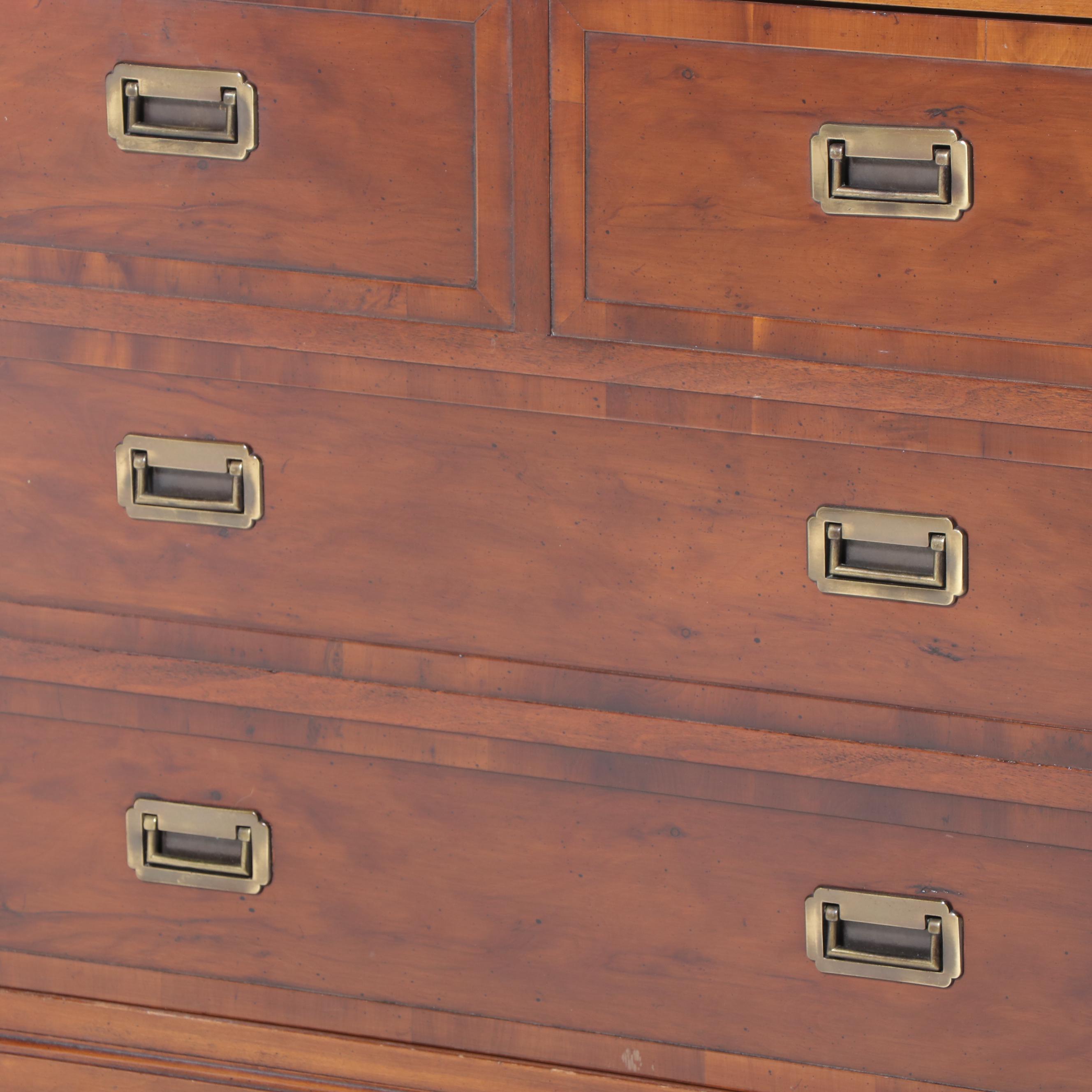George III Style Brass-Mounted Yew Wood TV Cabinet