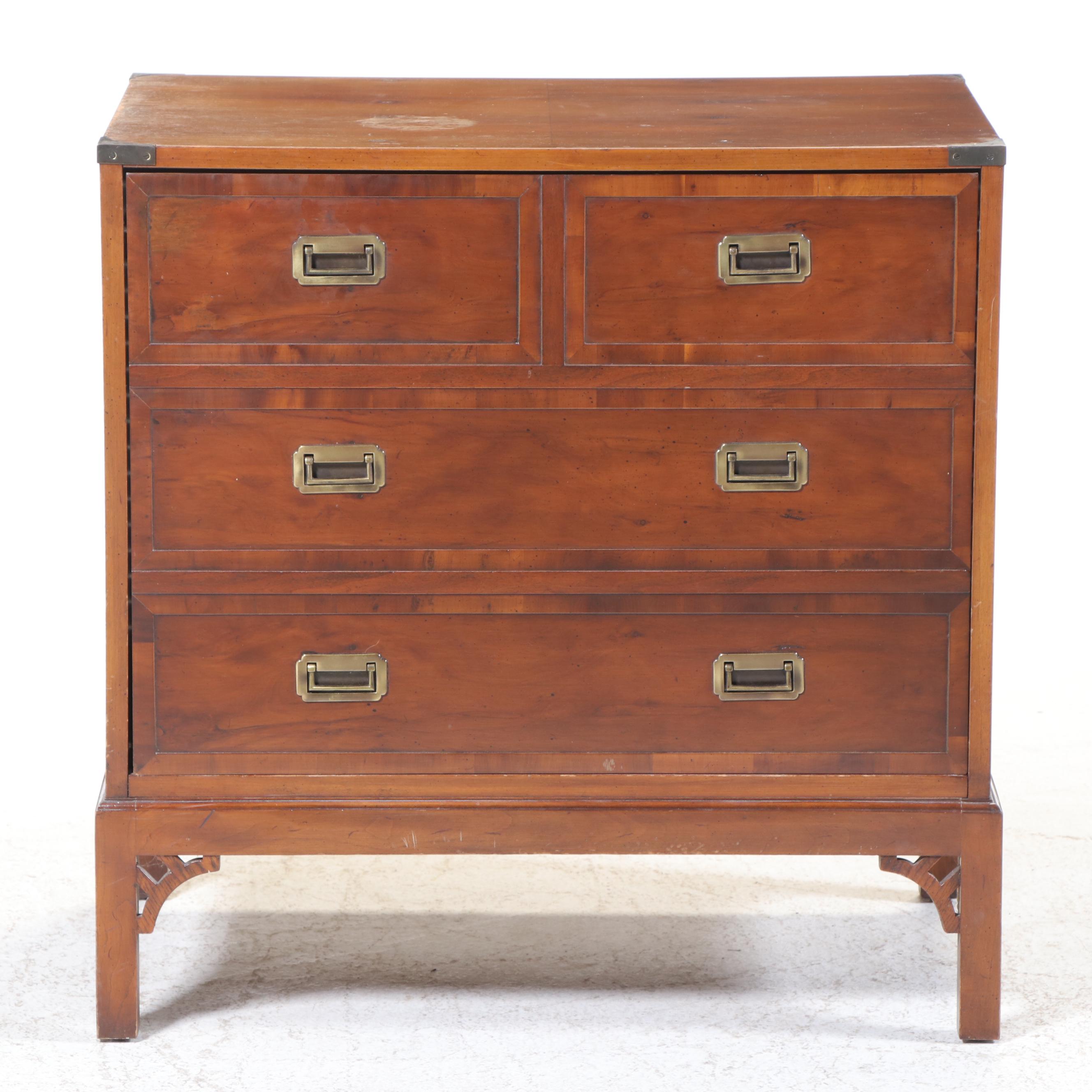 George III Style Brass-Mounted Yew Wood TV Cabinet