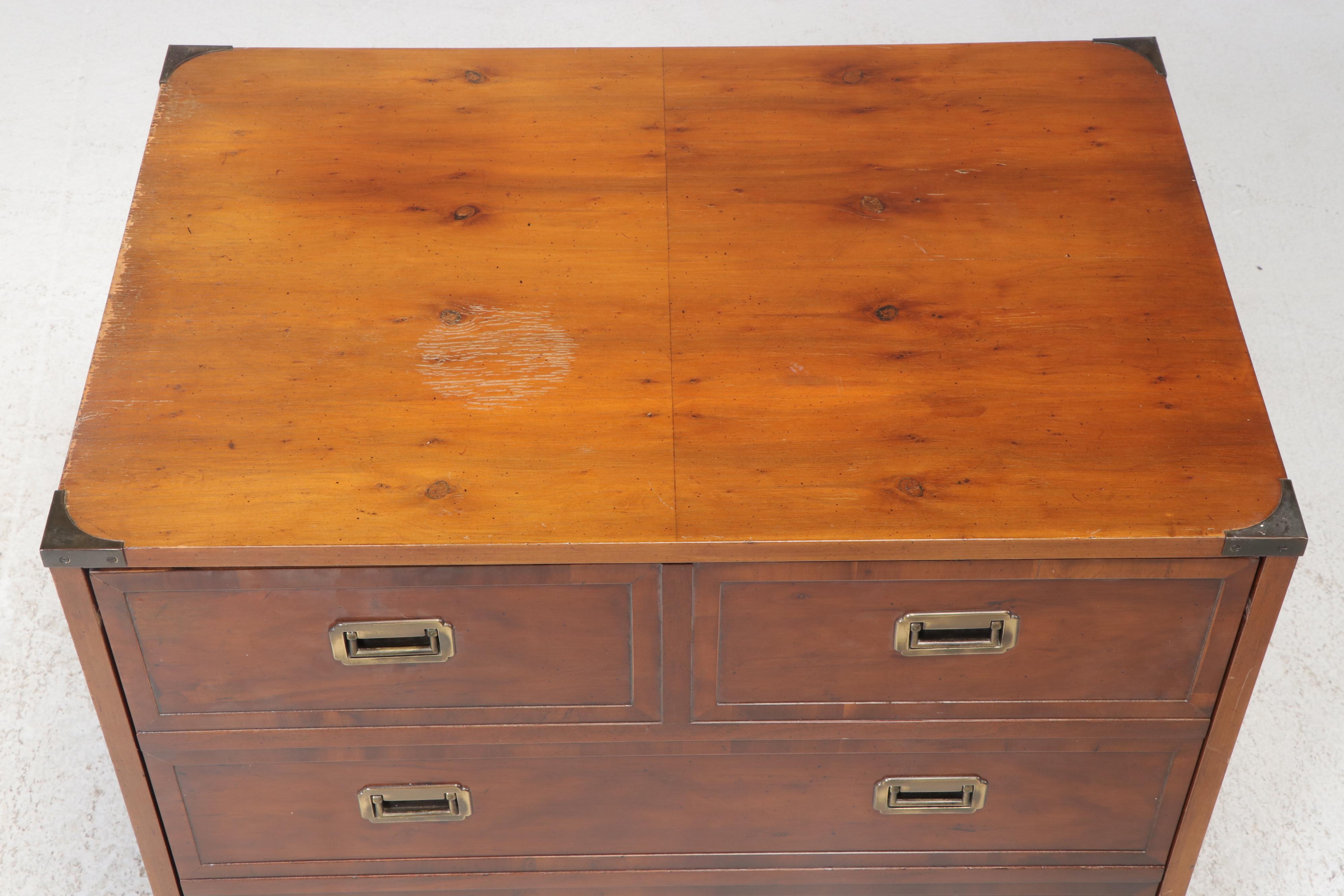 George III Style Brass-Mounted Yew Wood TV Cabinet
