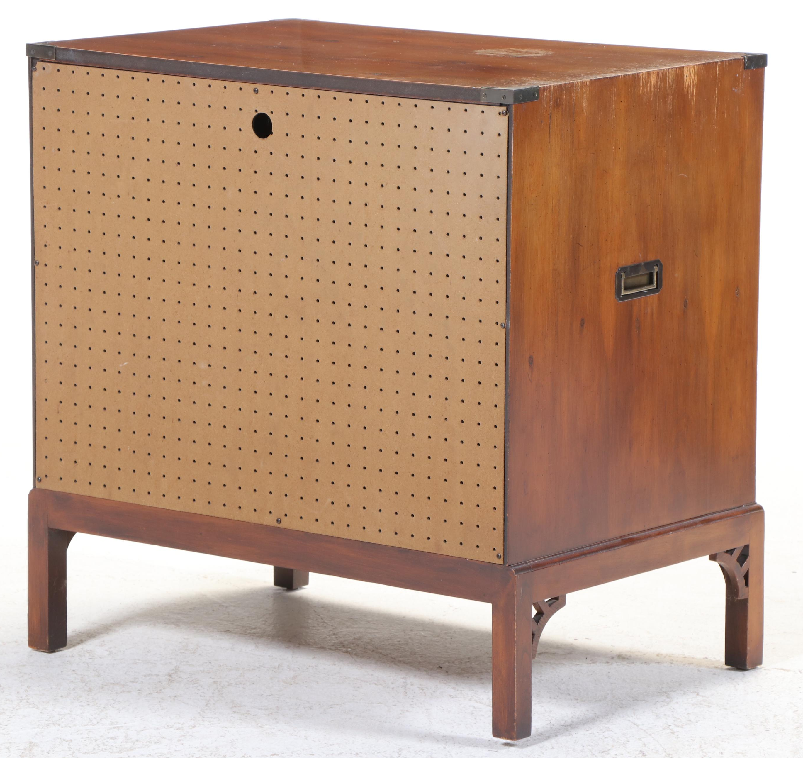 George III Style Brass-Mounted Yew Wood TV Cabinet