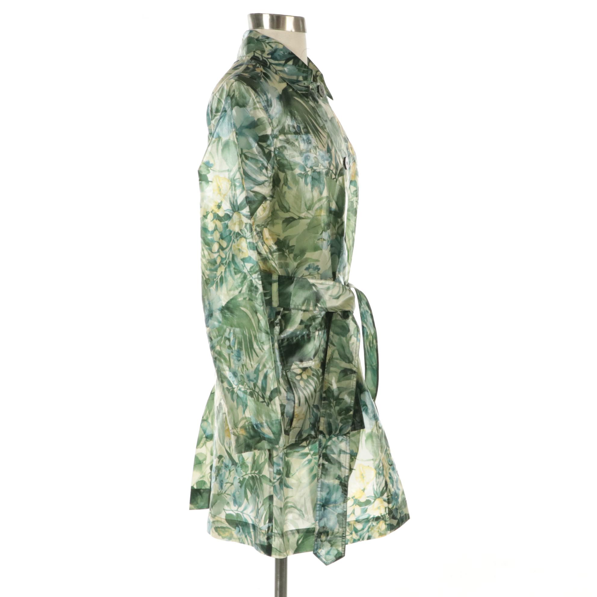 Worth New York Hibiscus and Tropical Foliate Print Lightweight Jacket