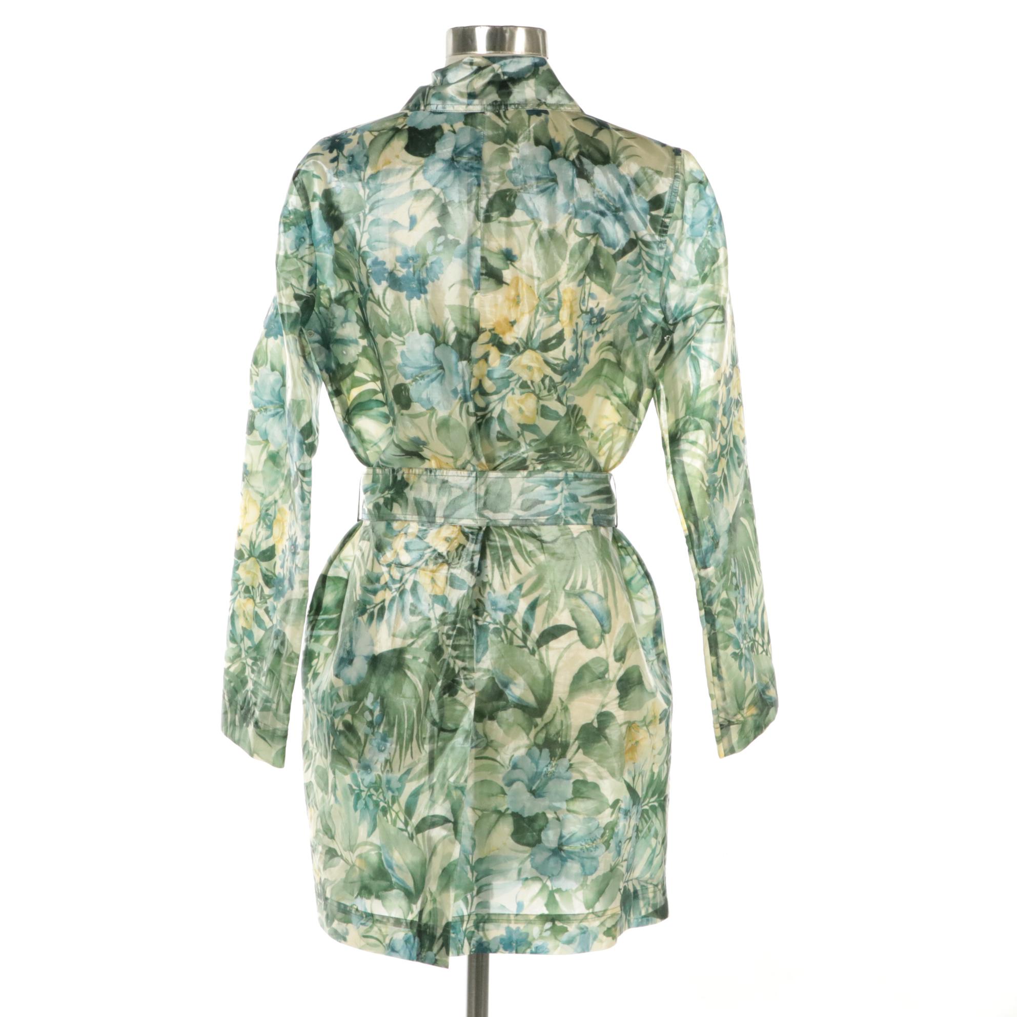 Worth New York Hibiscus and Tropical Foliate Print Lightweight Jacket