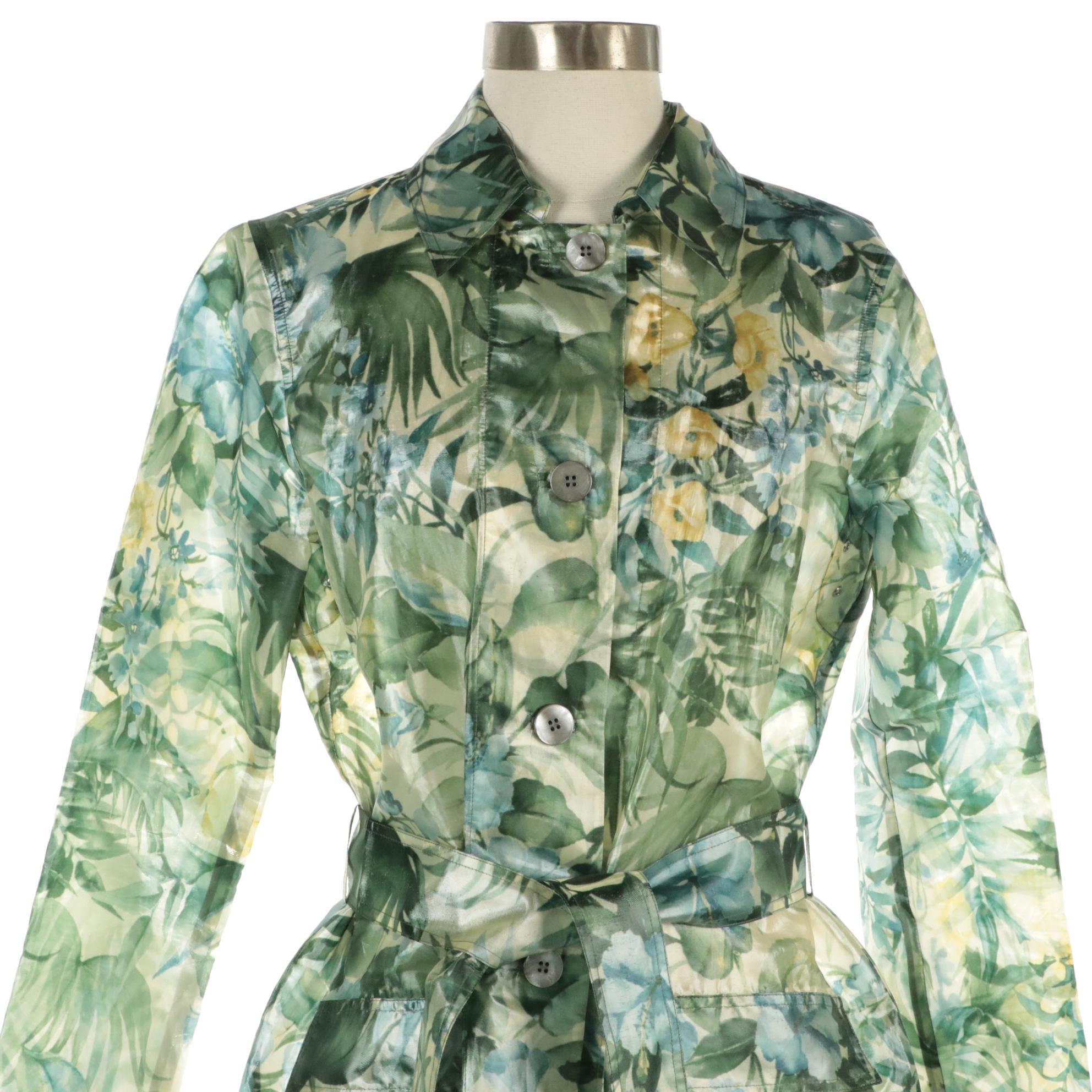 Worth New York Hibiscus and Tropical Foliate Print Lightweight Jacket